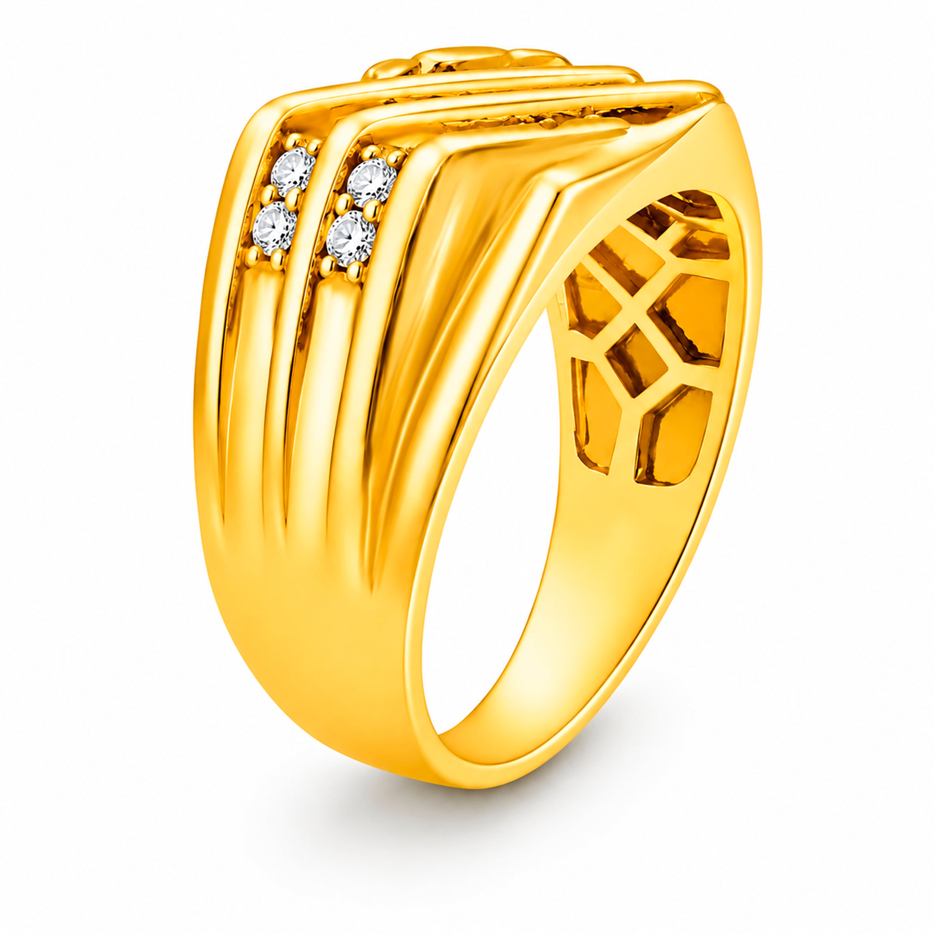 Diamonair Lab Grown Diamond (F/VS+) 1.00 carat Round cut Sterling Silver Men's Ring - Sterling Silver | Gold over Silver