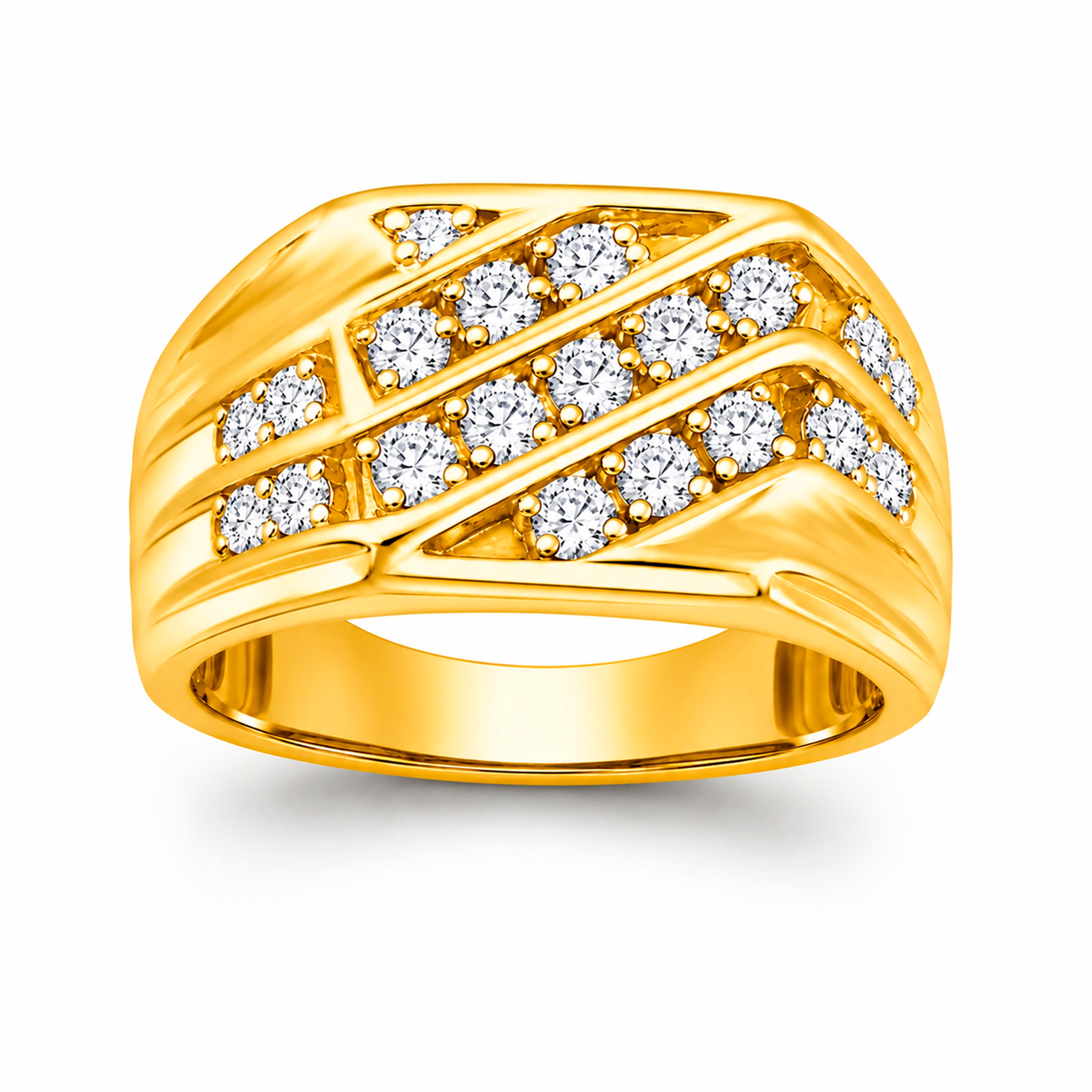 Diamonair Lab Grown Diamond (F/VS+) 1.00 carat Round cut Sterling Silver Men's Ring - Sterling Silver | Gold over Silver