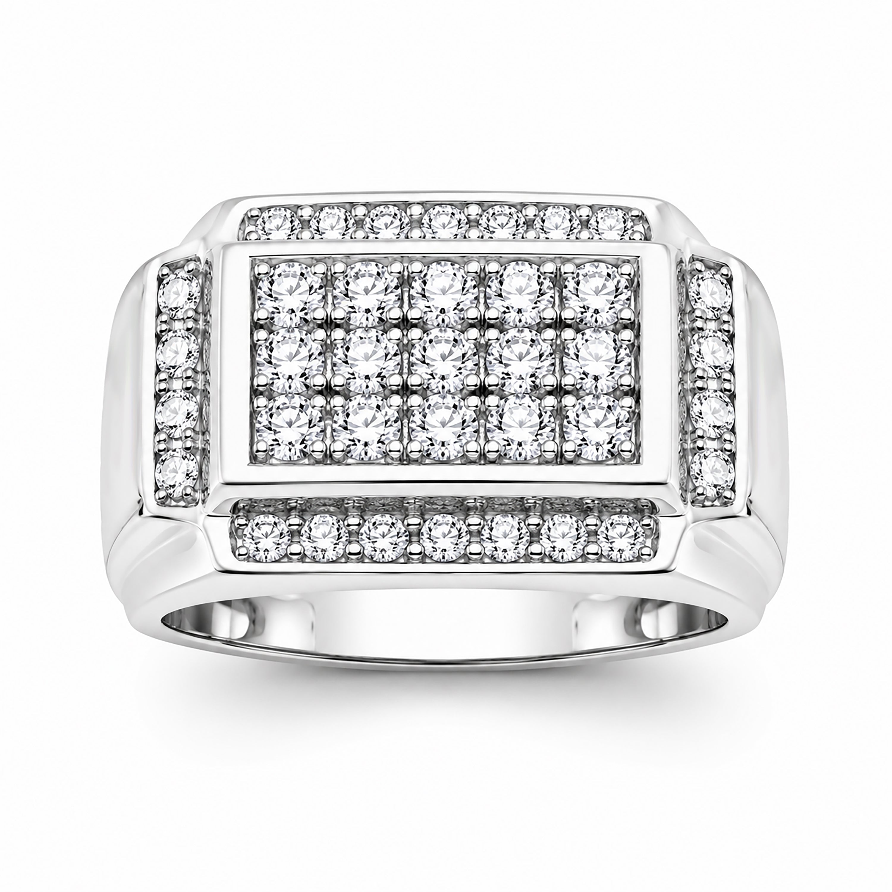 Diamonair Lab Grown Diamond (F/VS+) 1.00 carat Round cut Sterling Silver Men's Ring - Sterling Silver | Gold over Silver