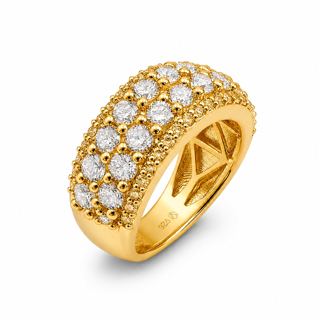 Diamonair Lab Grown Diamond (F/VS+) 3.00 carat Round cut Sterling Silver Statement Ring - Sterling Silver | Gold over Silver
