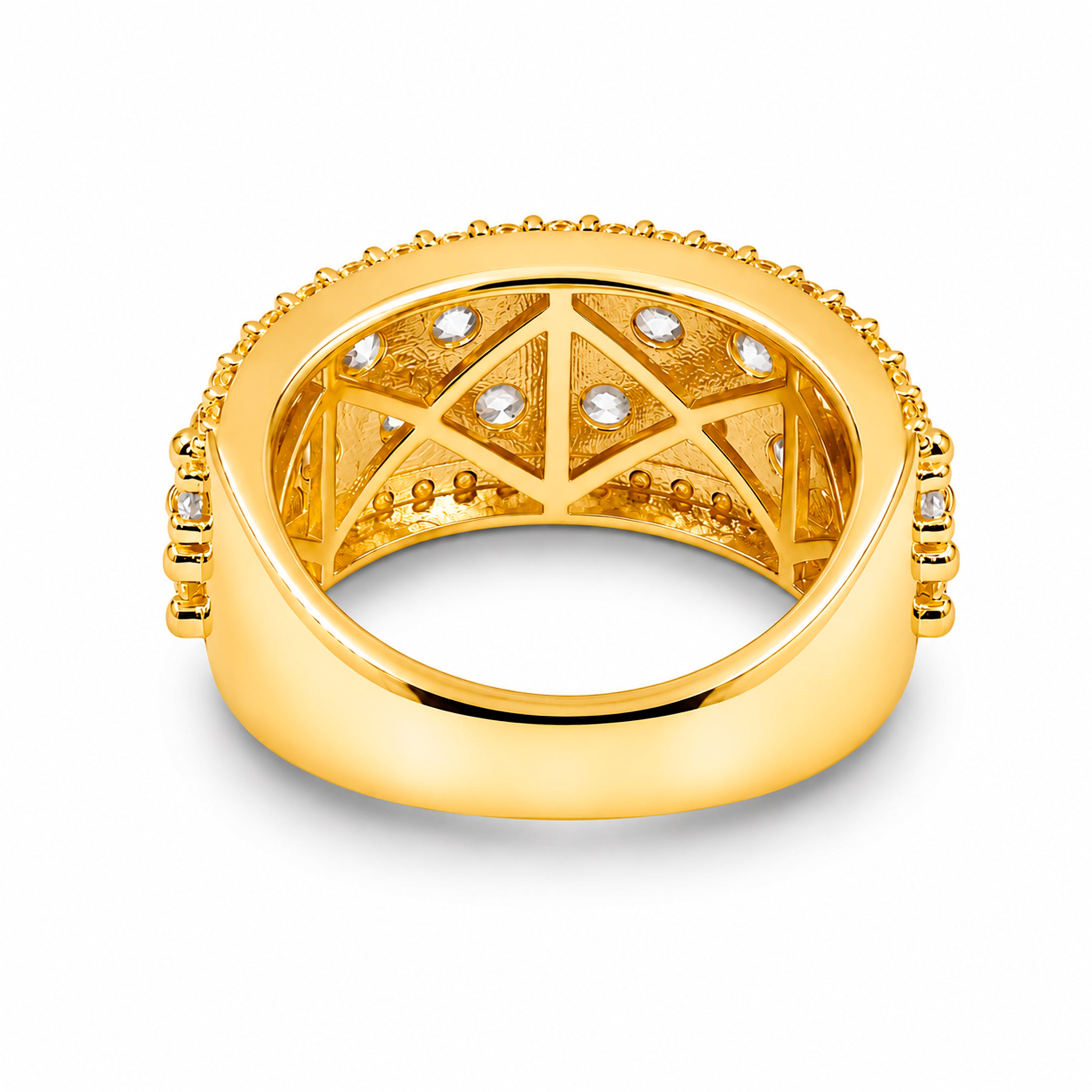 Diamonair Lab Grown Diamond (F/VS+) 3.00 carat Round cut Sterling Silver Statement Ring - Sterling Silver | Gold over Silver