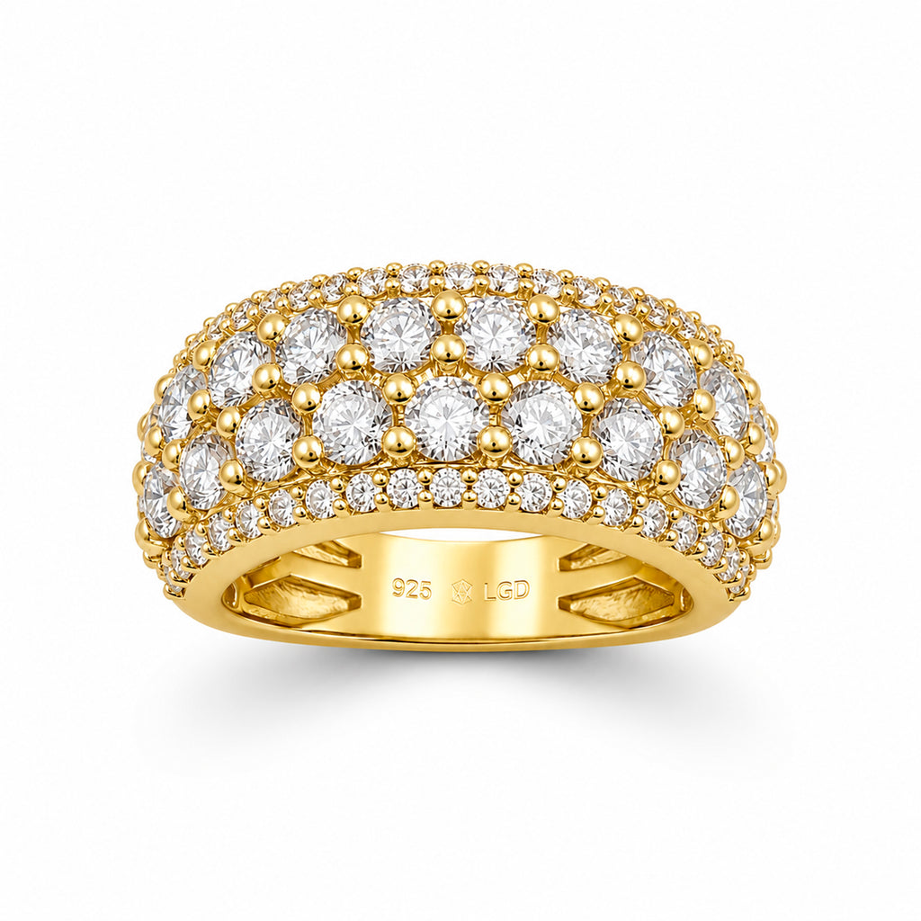 Diamonair Lab Grown Diamond (F/VS+) 3.00 carat Round cut Sterling Silver Statement Ring - Sterling Silver | Gold over Silver