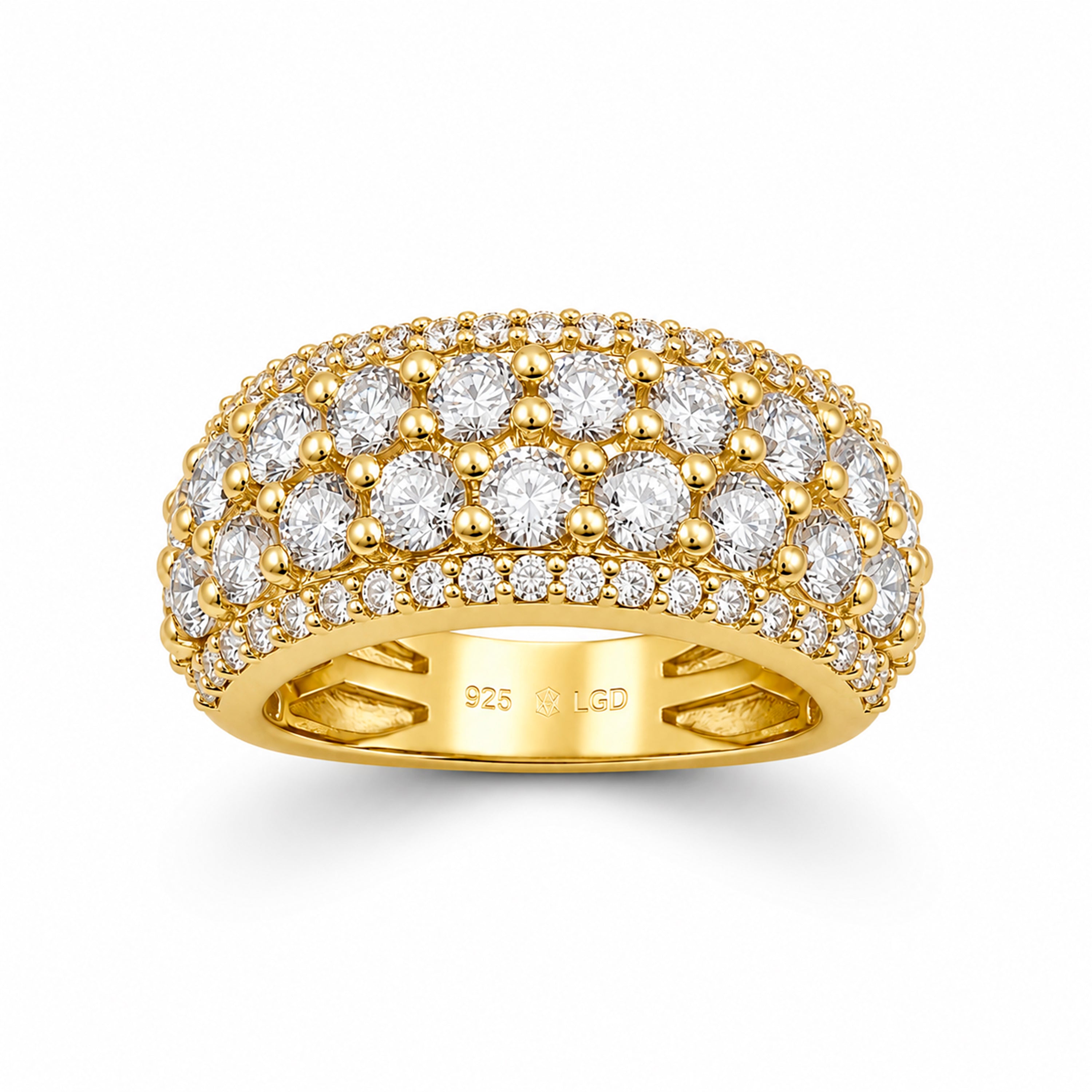 Diamonair Lab Grown Diamond (F/VS+) 3.00 carat Round cut Sterling Silver Statement Ring - Sterling Silver | Gold over Silver