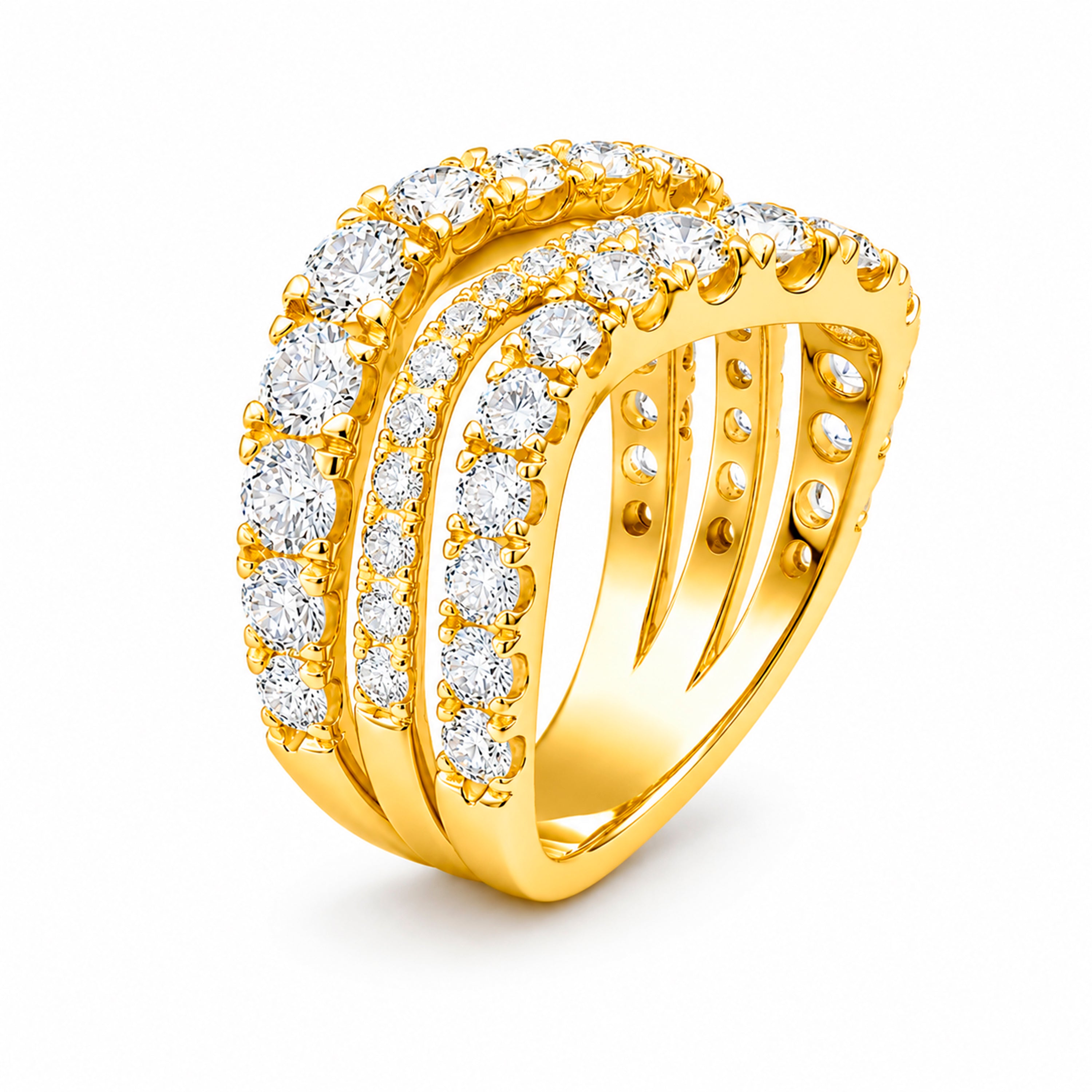 Diamonair Lab Grown Diamond (F/VS+) 3.00 carat Round cut Sterling Silver Statement Ring - Sterling Silver | Gold over Silver