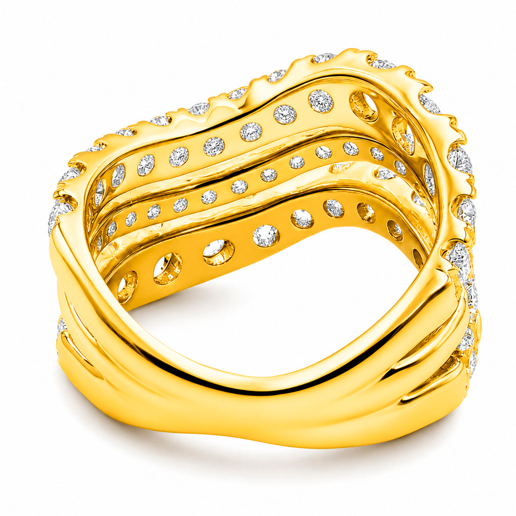 Diamonair Lab Grown Diamond (F/VS+) 3.00 carat Round cut Sterling Silver Statement Ring - Sterling Silver | Gold over Silver