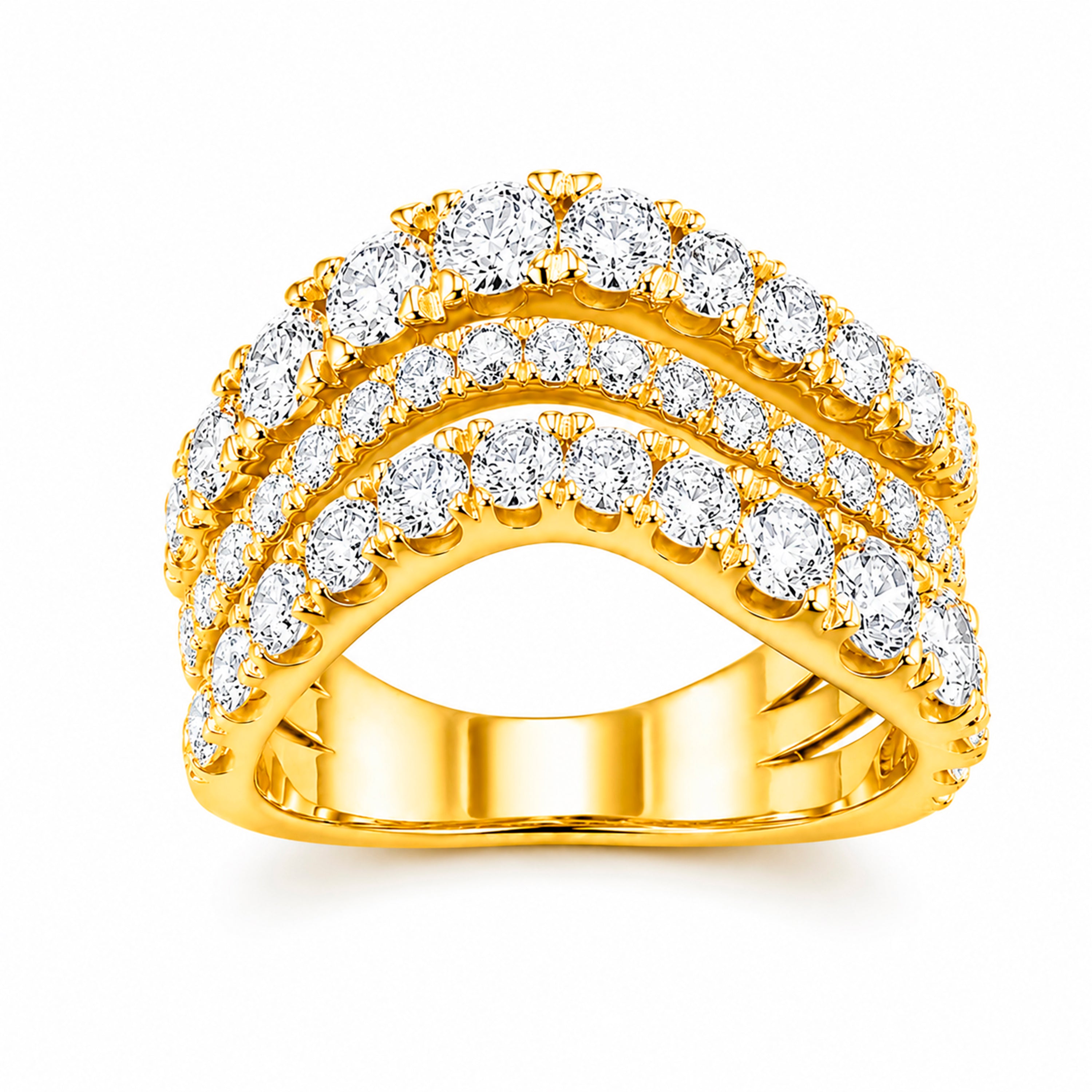 Diamonair Lab Grown Diamond (F/VS+) 3.00 carat Round cut Sterling Silver Statement Ring - Sterling Silver | Gold over Silver