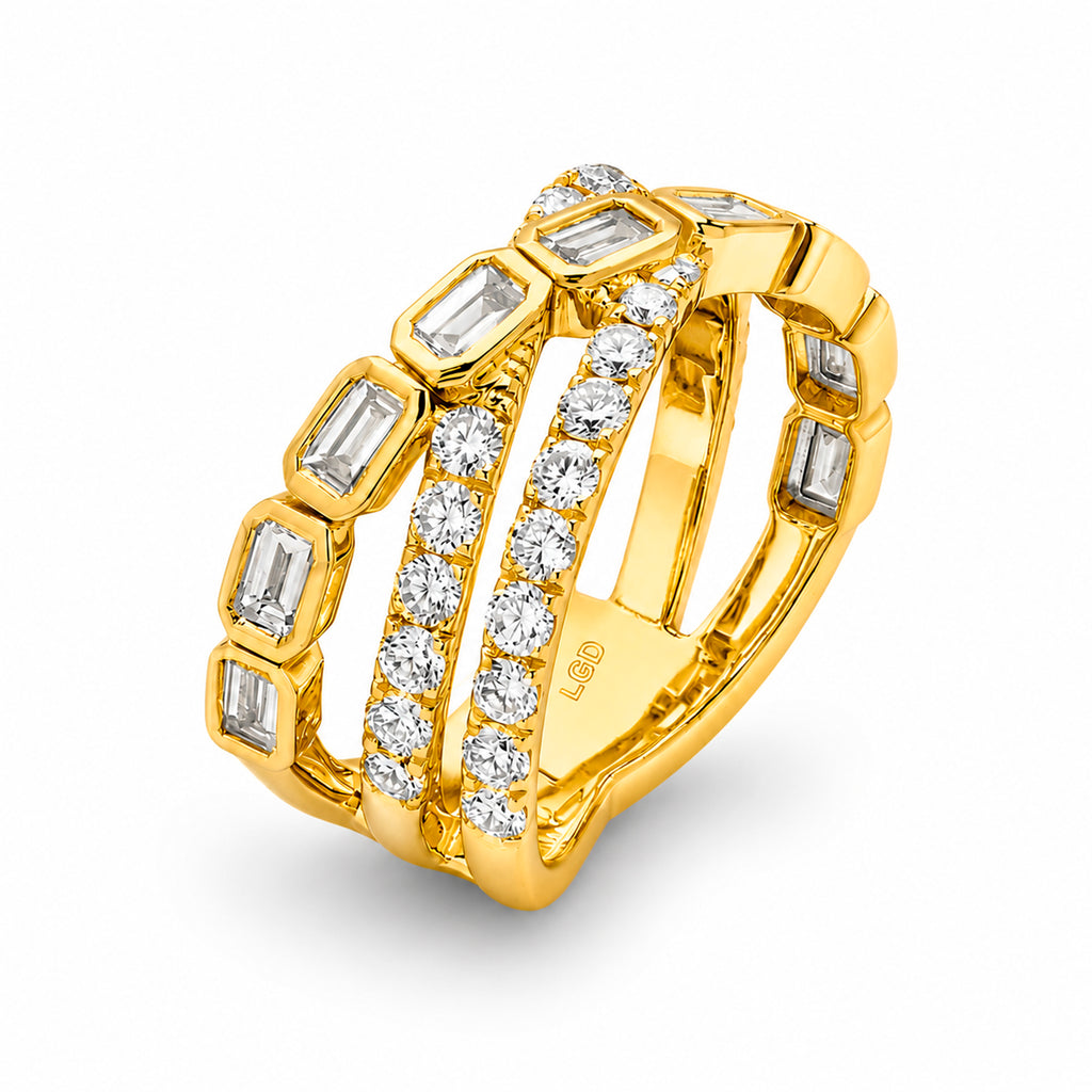 Diamonair Lab Grown Diamond (F/VS+) 2.00 carat Round cut Sterling Silver Statement Ring - Sterling Silver | Gold over Silver