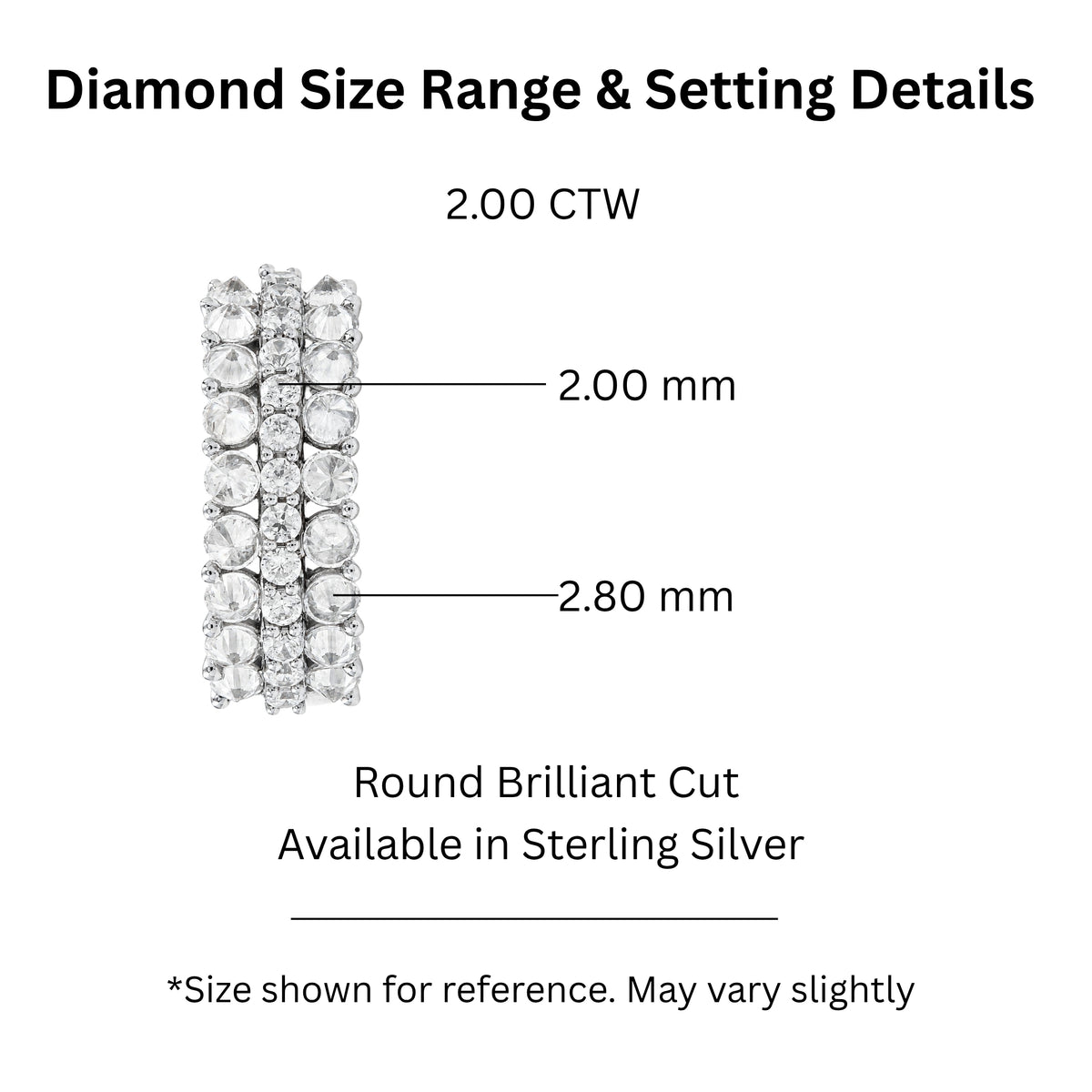 Diamonair Lab Grown Diamond (F/VS+) 2.00 carat Round cut Sterling Silver Band Ring