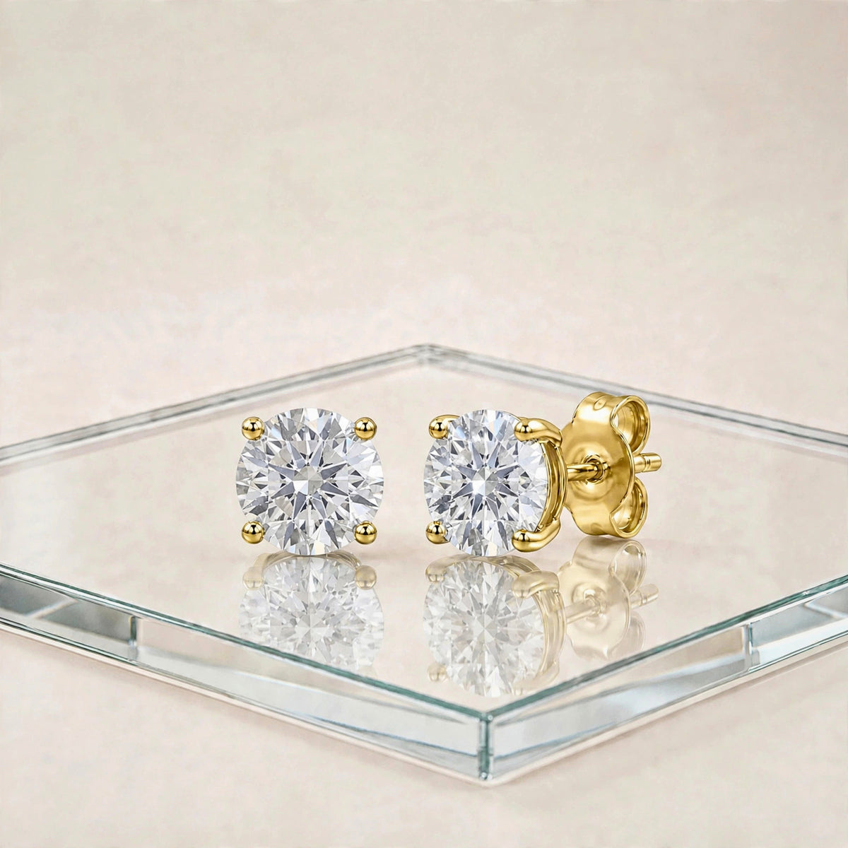 3-Pair 14K Gold Lab Diamond Stud Set 0.25ctw Each White Yellow Rose