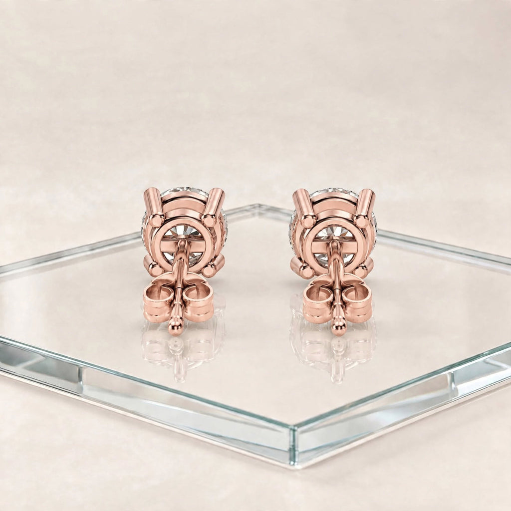 3-Pair 14K Gold Lab Diamond Stud Set 0.25ctw Each White Yellow Rose