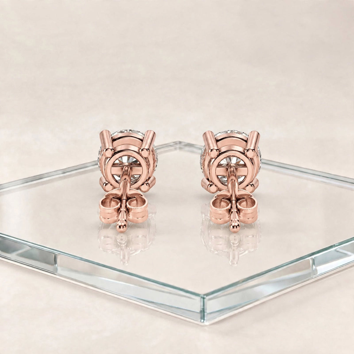 3-Pair 14K Gold Lab Diamond Stud Set 0.25ctw Each White Yellow Rose