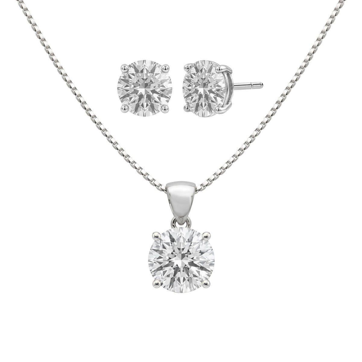 1-6 ctw Round Stud Pendant Gift Set