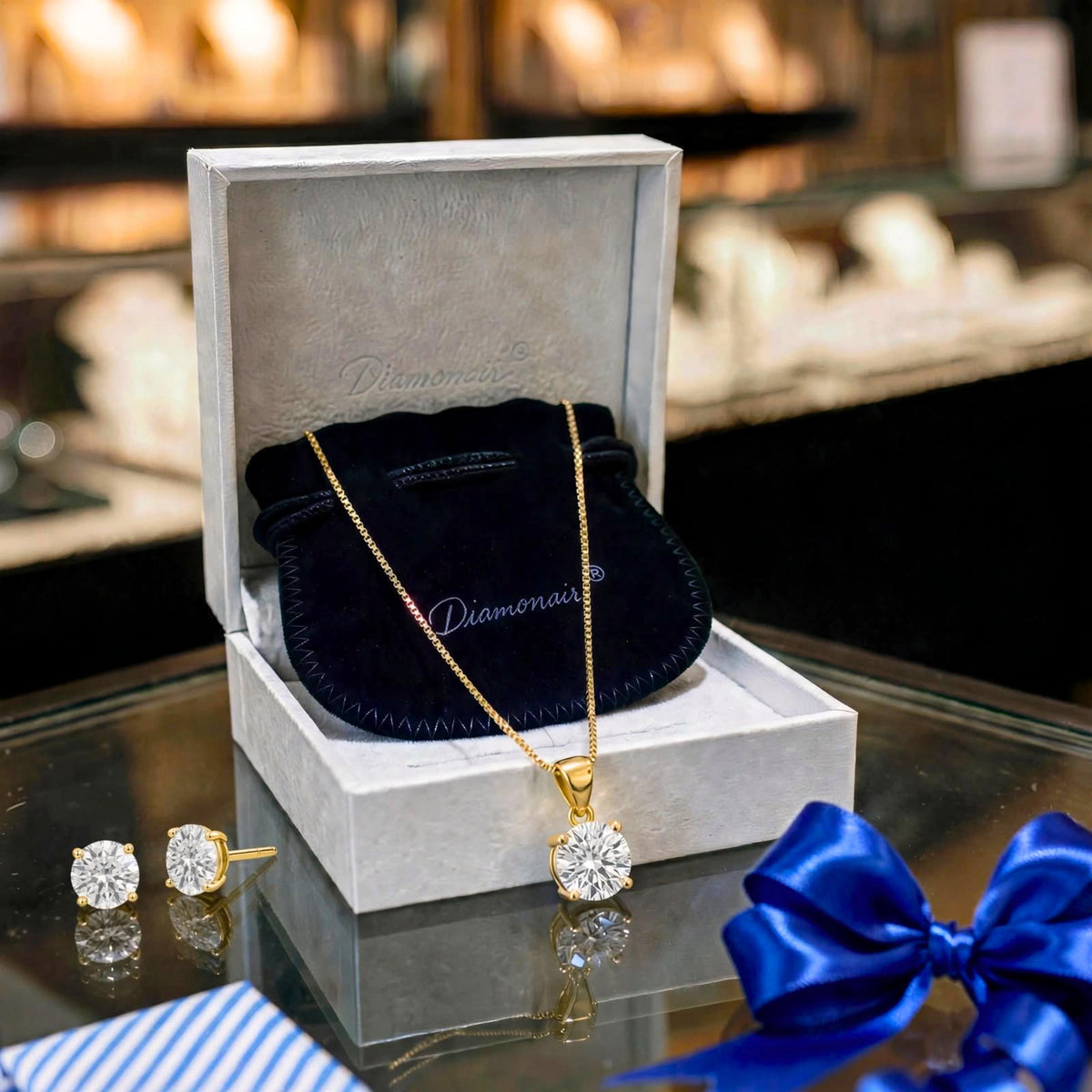 1-6 ctw Round Stud Pendant Gift Set