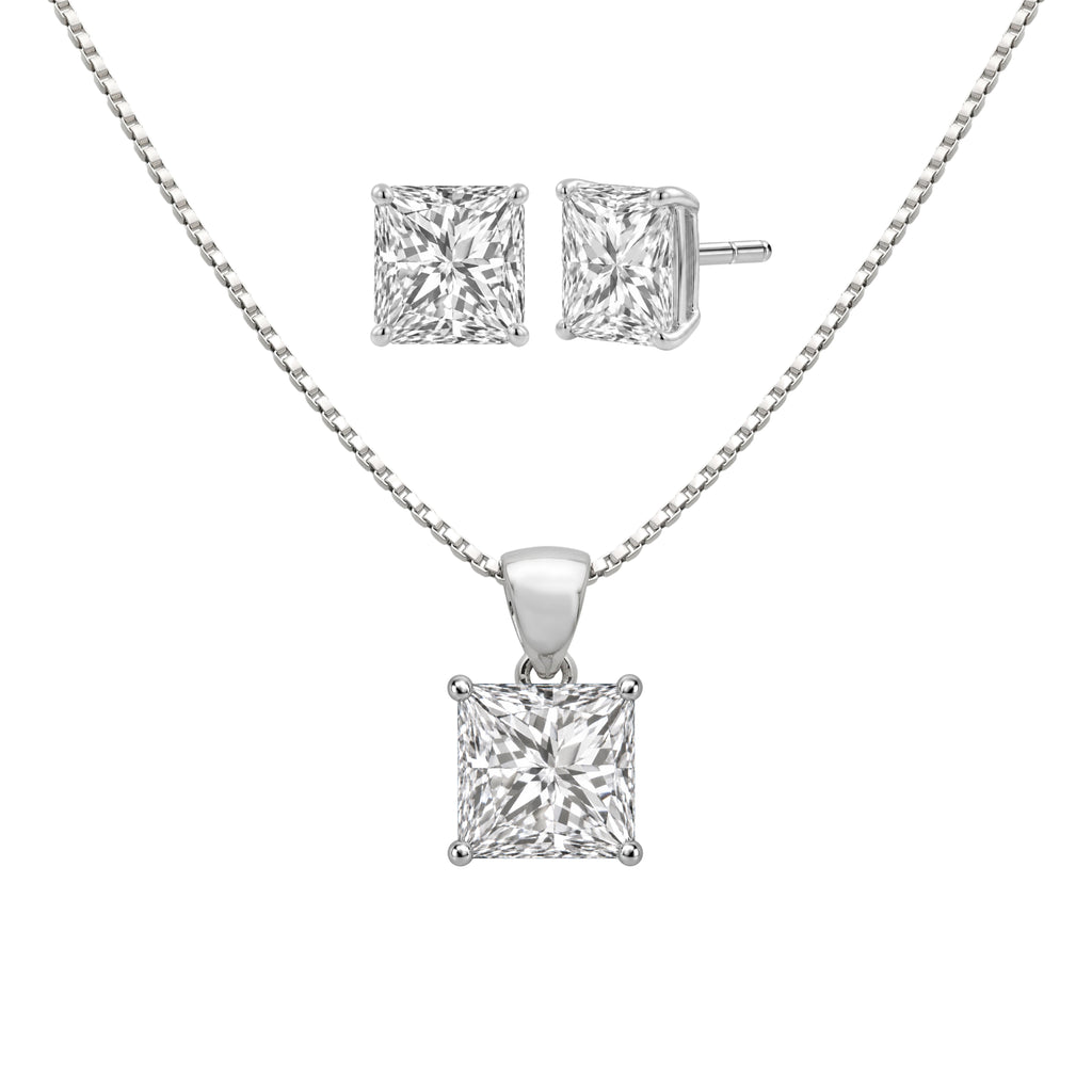 1-6 ctw Princess Stud Pendant Gift Set