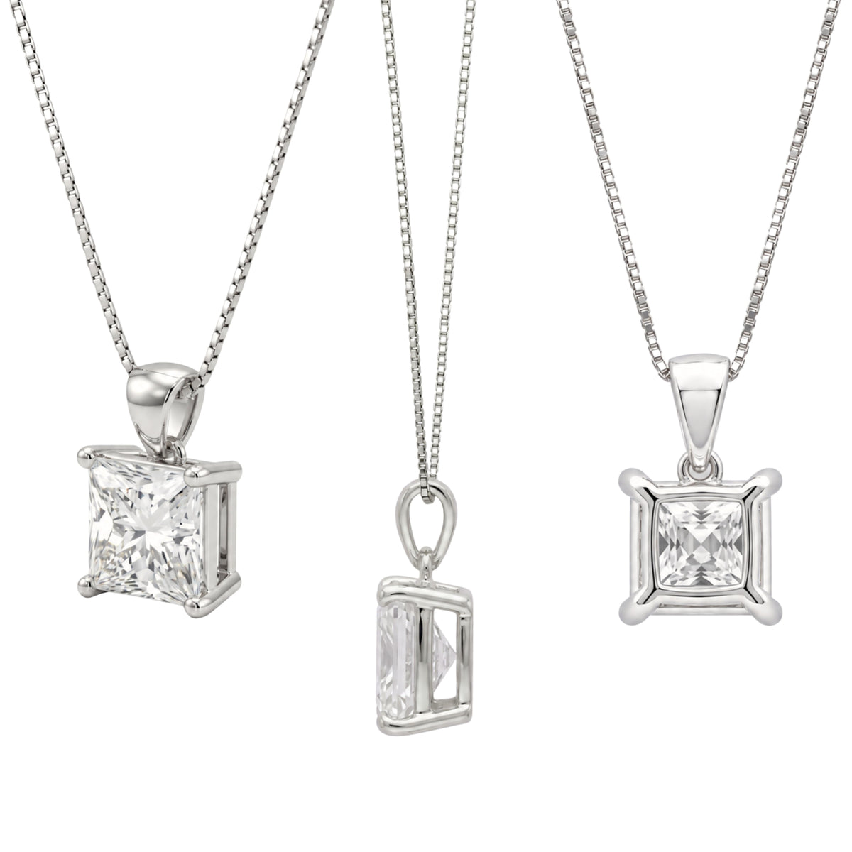 1-6 ctw Princess Stud Pendant Gift Set