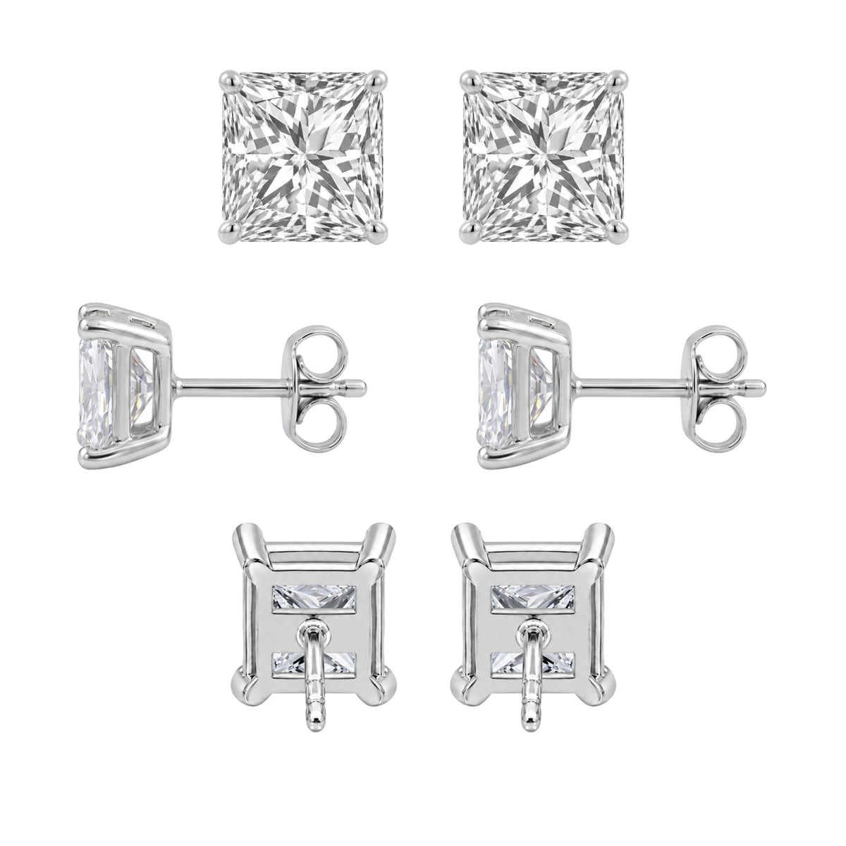 1-6 ctw Princess Stud Pendant Gift Set