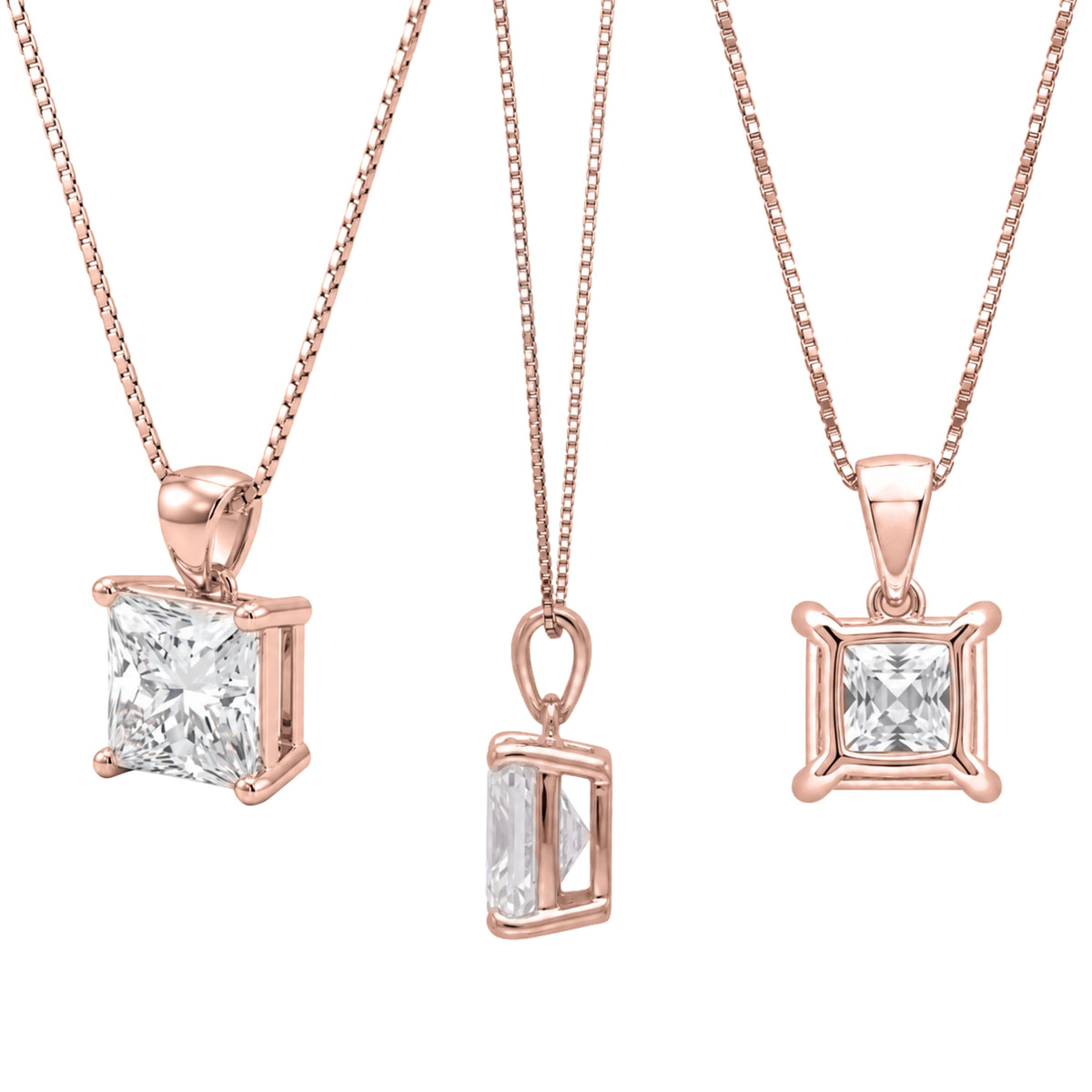 1-6 ctw Princess Stud Pendant Gift Set