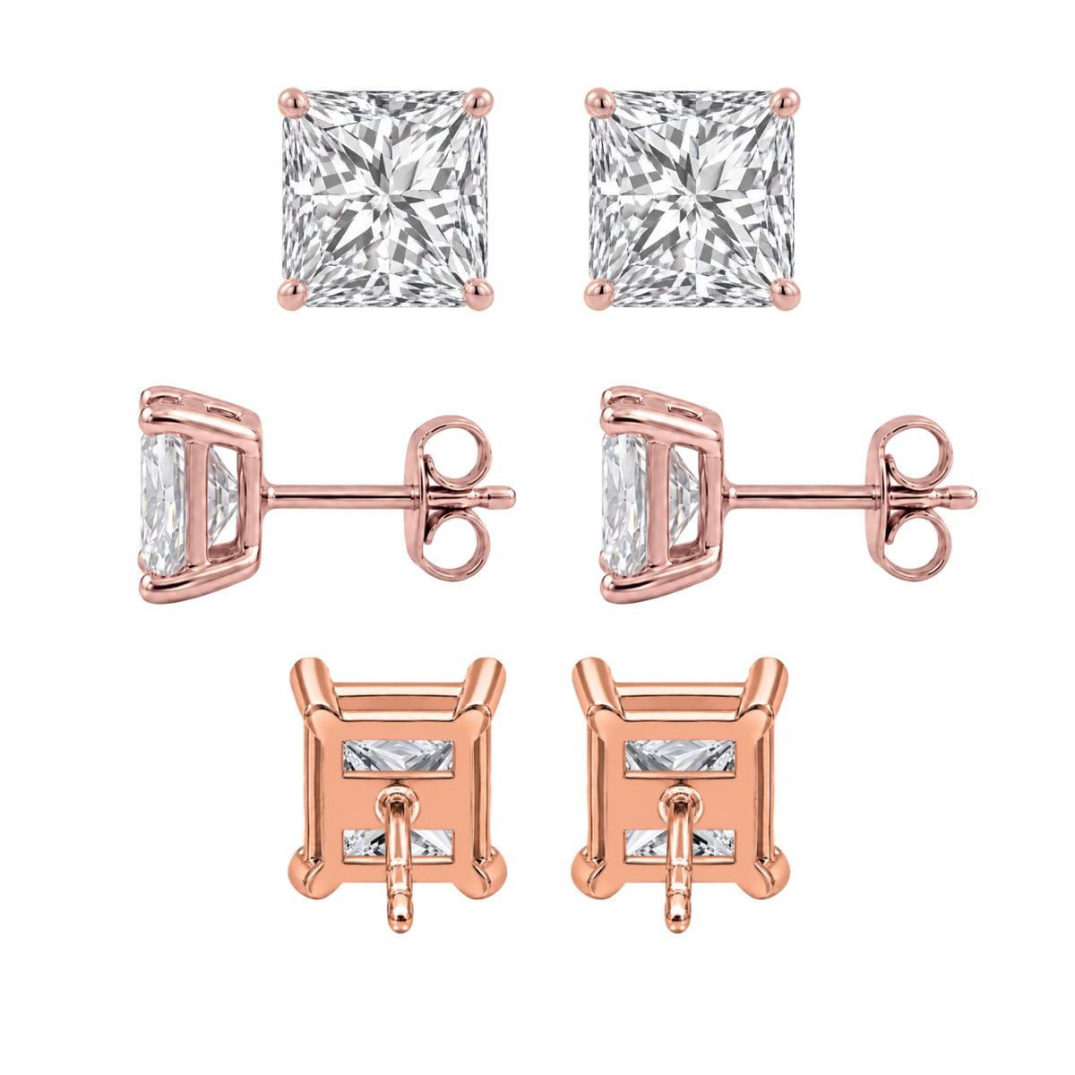 1-6 ctw Princess Stud Pendant Gift Set