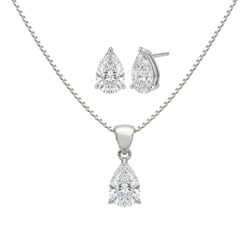 1-6 ctw Pear Stud Pendant Gift Set