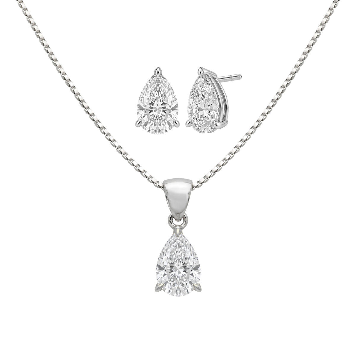 1-6 ctw Pear Stud Pendant Gift Set