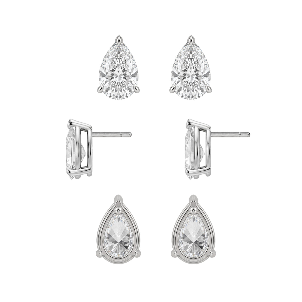 1-6 ctw Pear Stud Pendant Gift Set