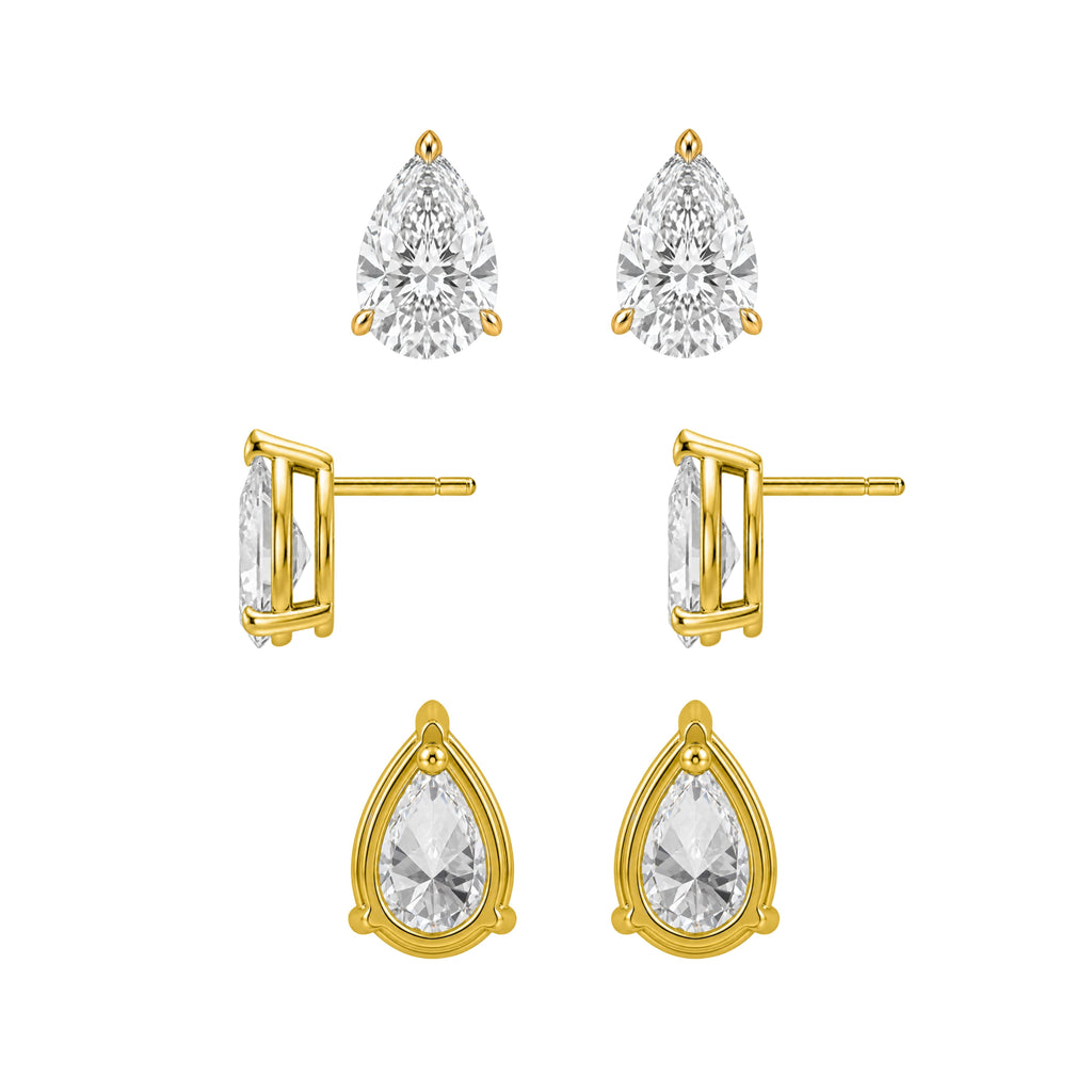 1-6 ctw Pear Stud Pendant Gift Set