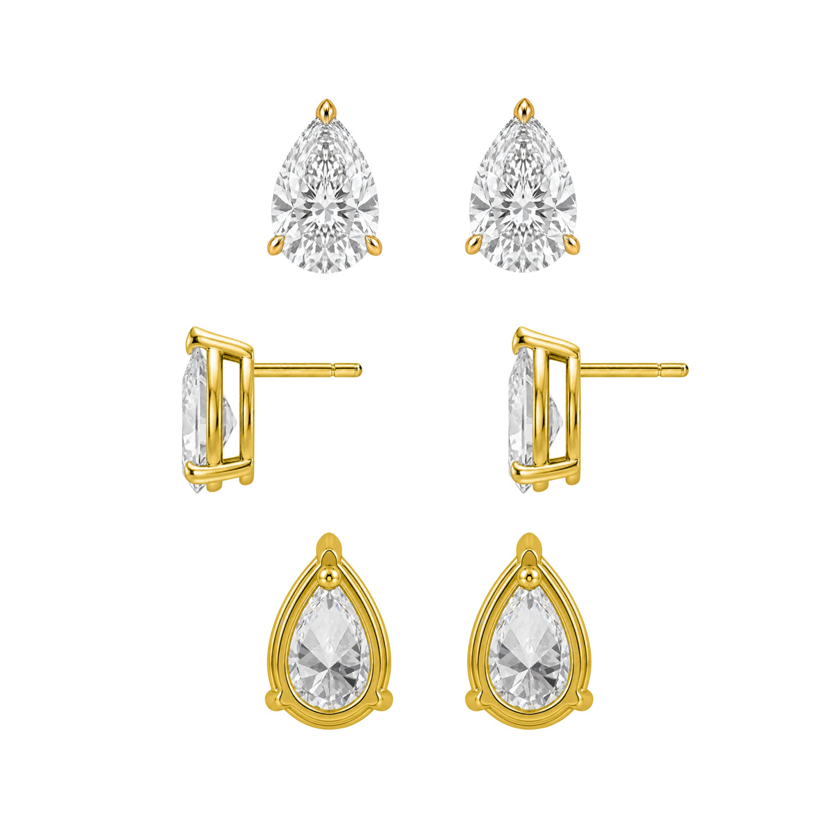 1-6 ctw Pear Stud Pendant Gift Set