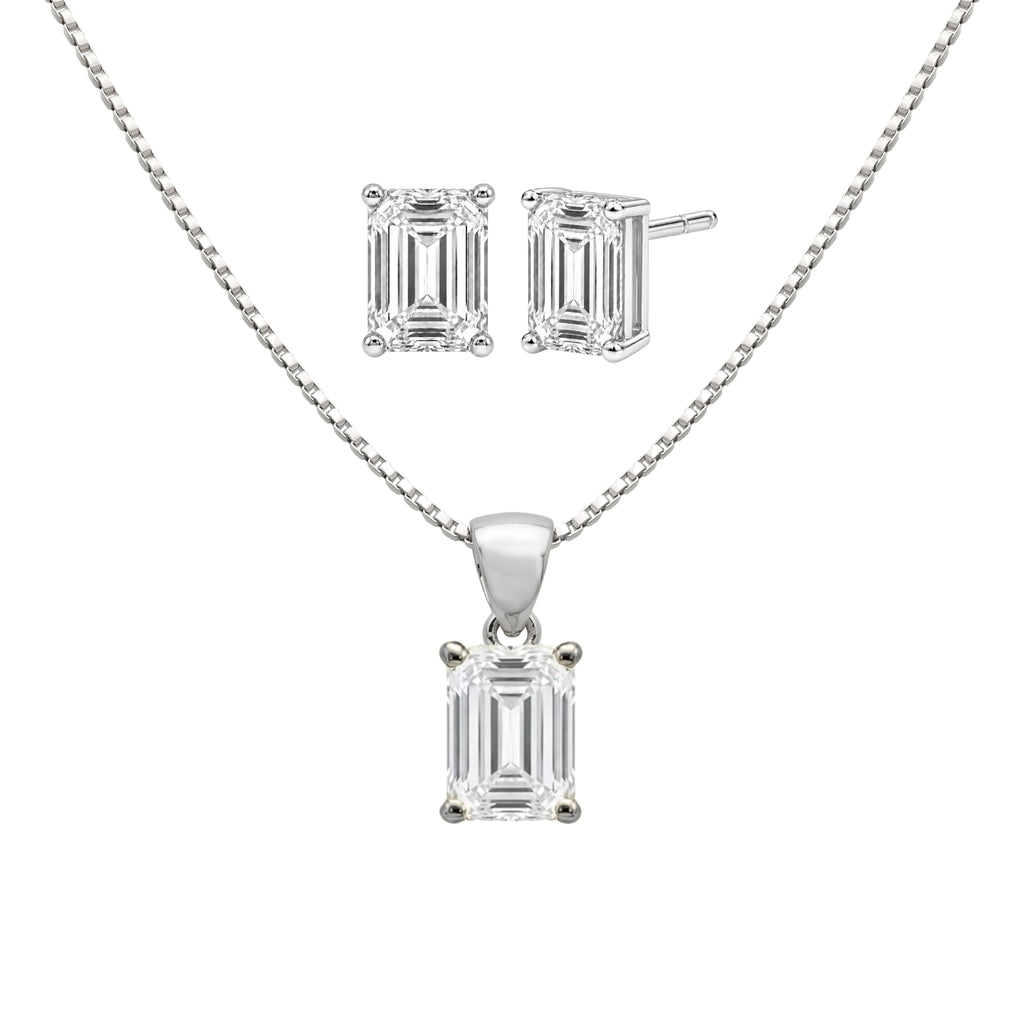 1-6 ctw Emerald Stud Pendant Gift Set