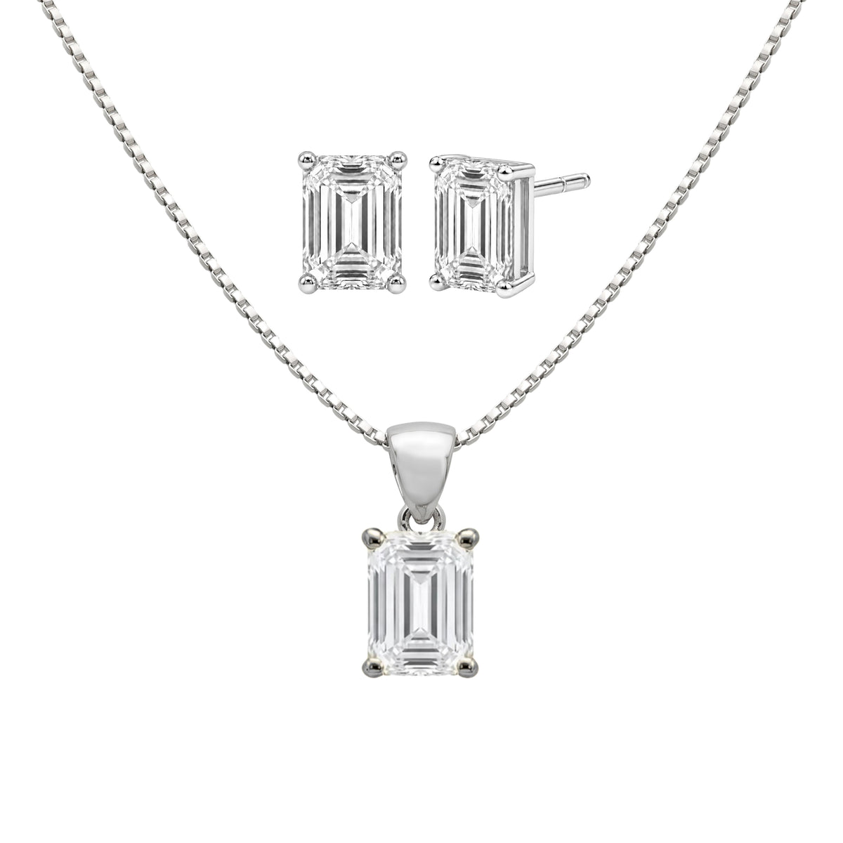 1-6 ctw Emerald Stud Pendant Gift Set