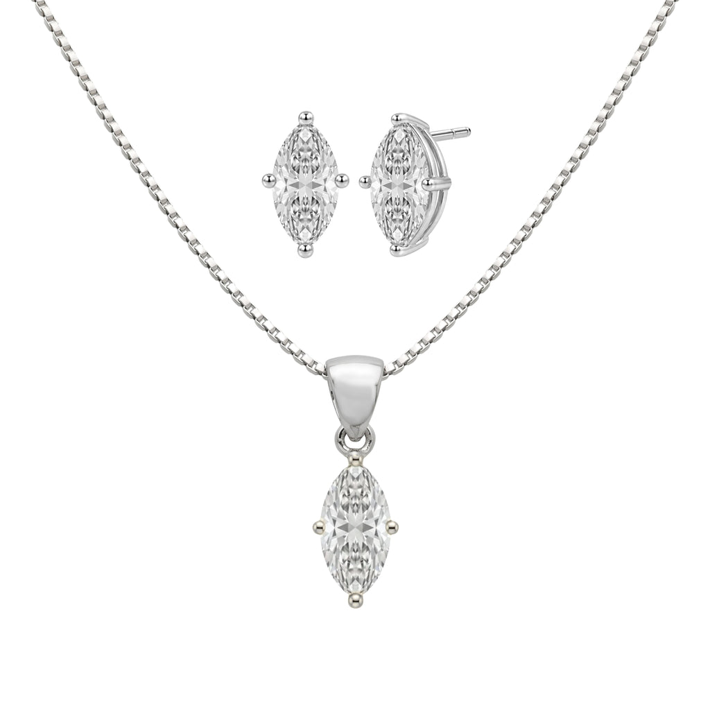 1-6 ctw Marquise Stud Pendant Gift Set
