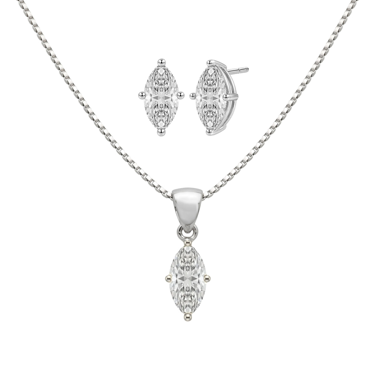 1-6 ctw Marquise Stud Pendant Gift Set