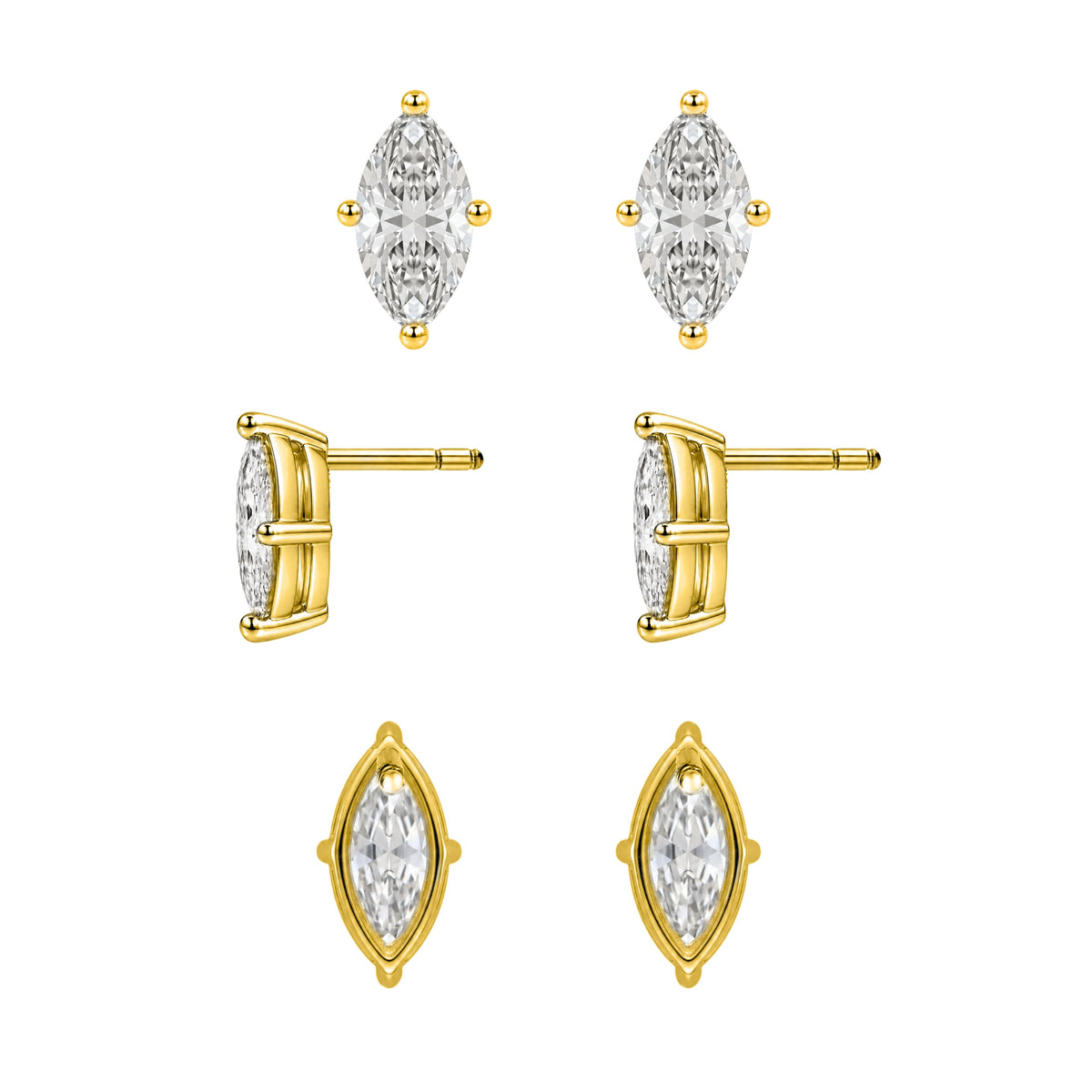 1-6 ctw Marquise Stud Pendant Gift Set