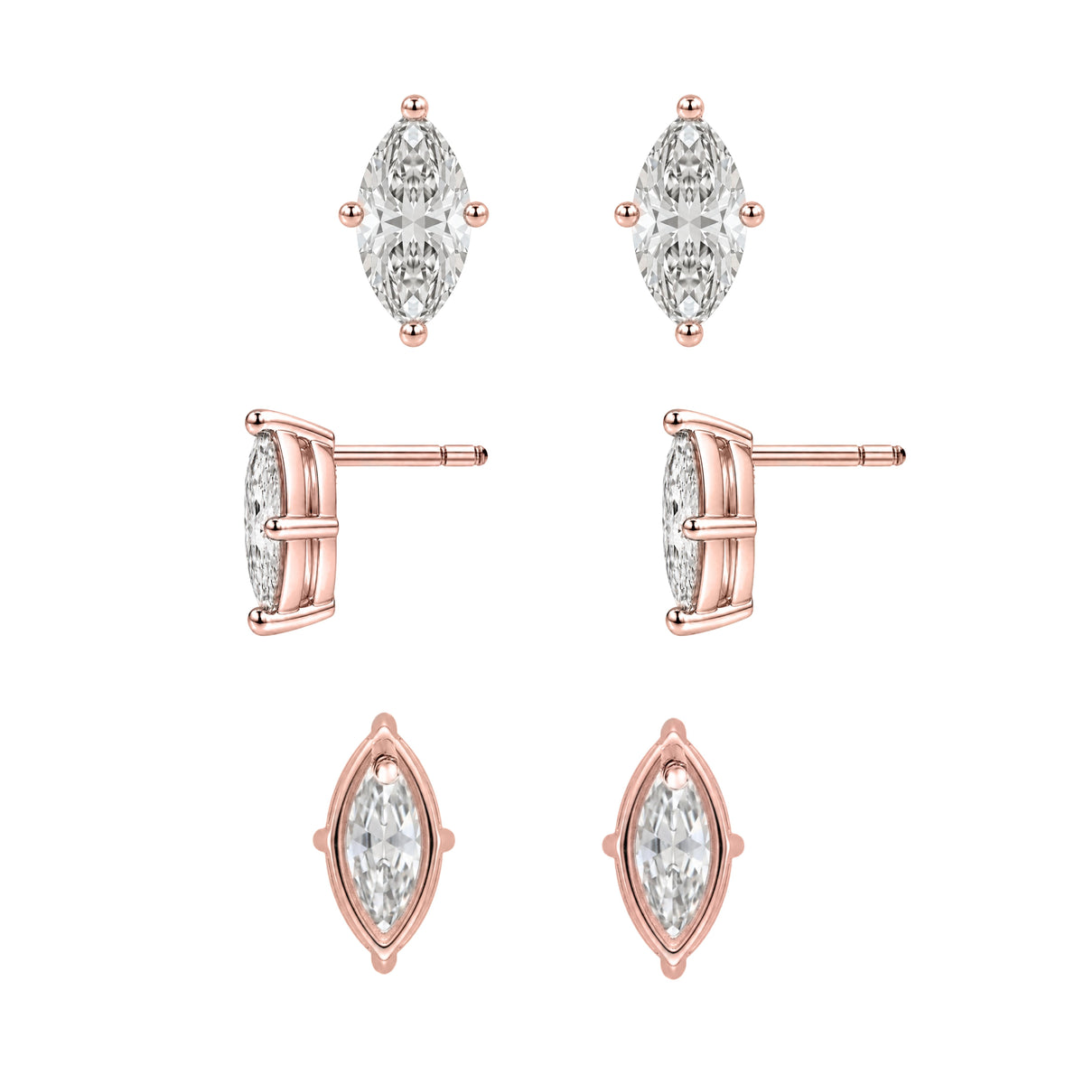 1-6 ctw Marquise Stud Pendant Gift Set