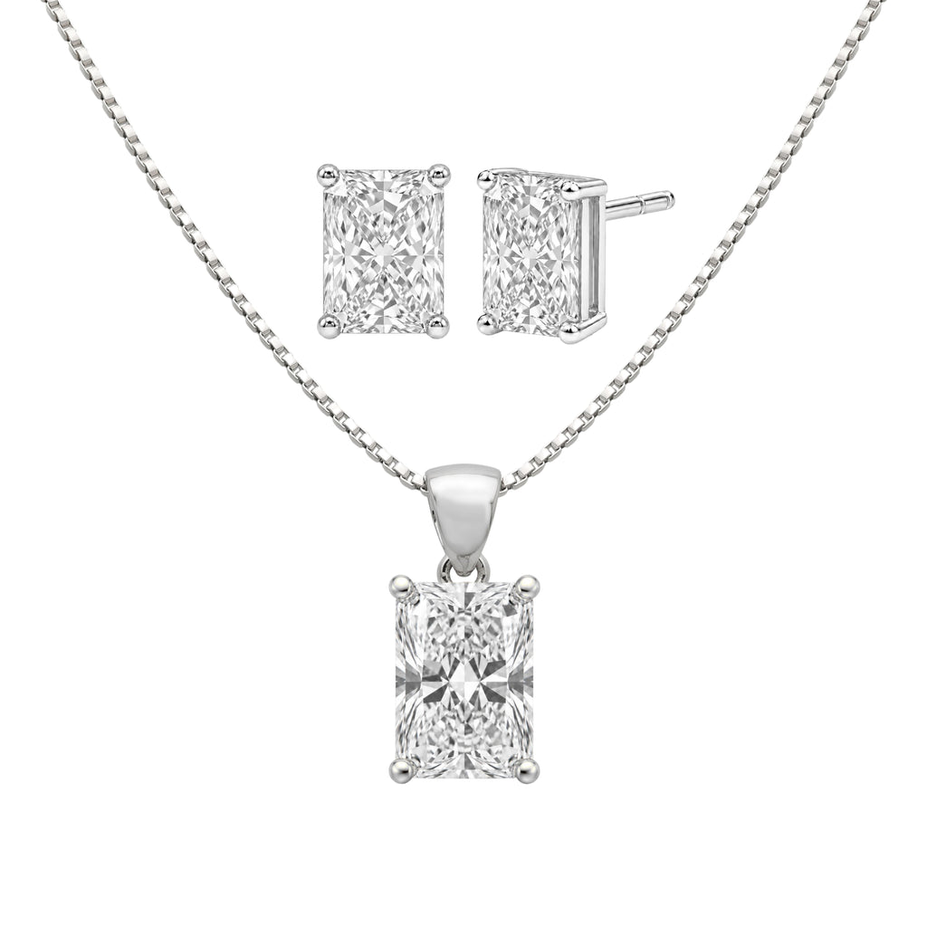 1-6 ctw Radiant Stud Pendant Gift Set