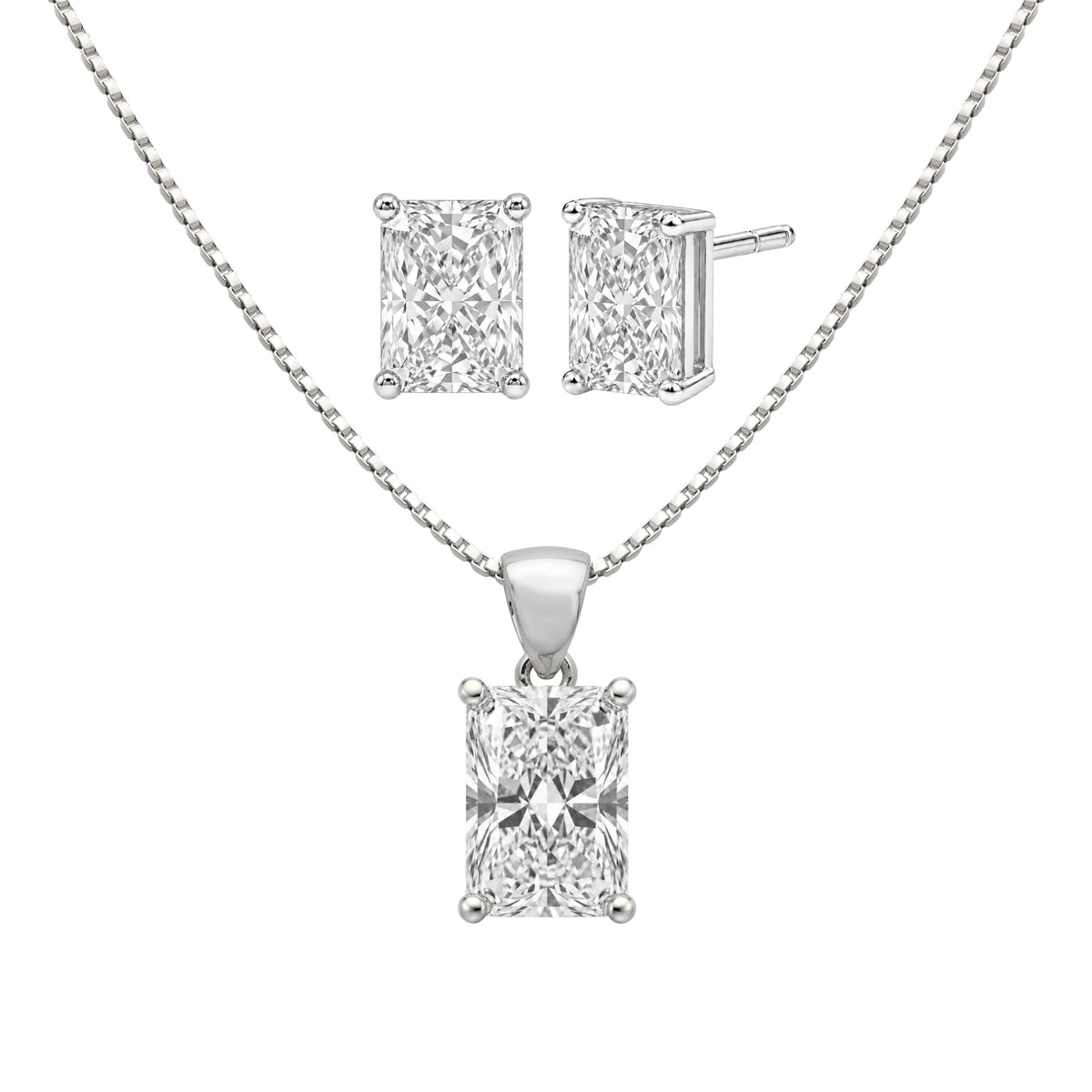 1-6 ctw Radiant Stud Pendant Gift Set