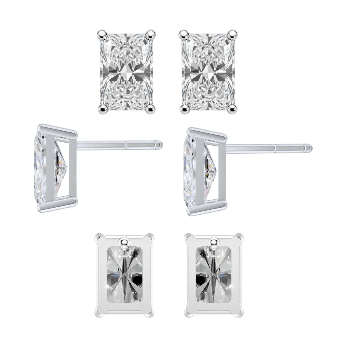 1-6 ctw Radiant Stud Pendant Gift Set