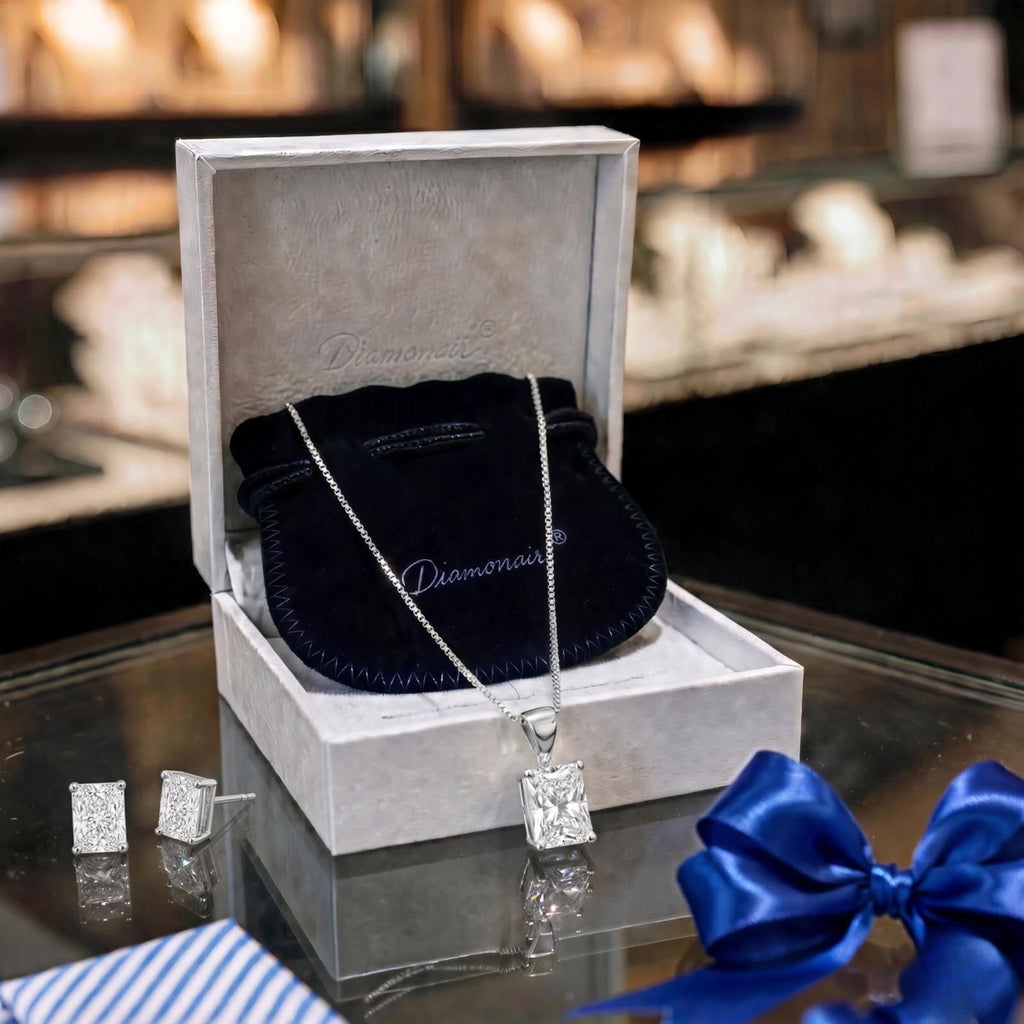 1-6 ctw Radiant Stud Pendant Gift Set
