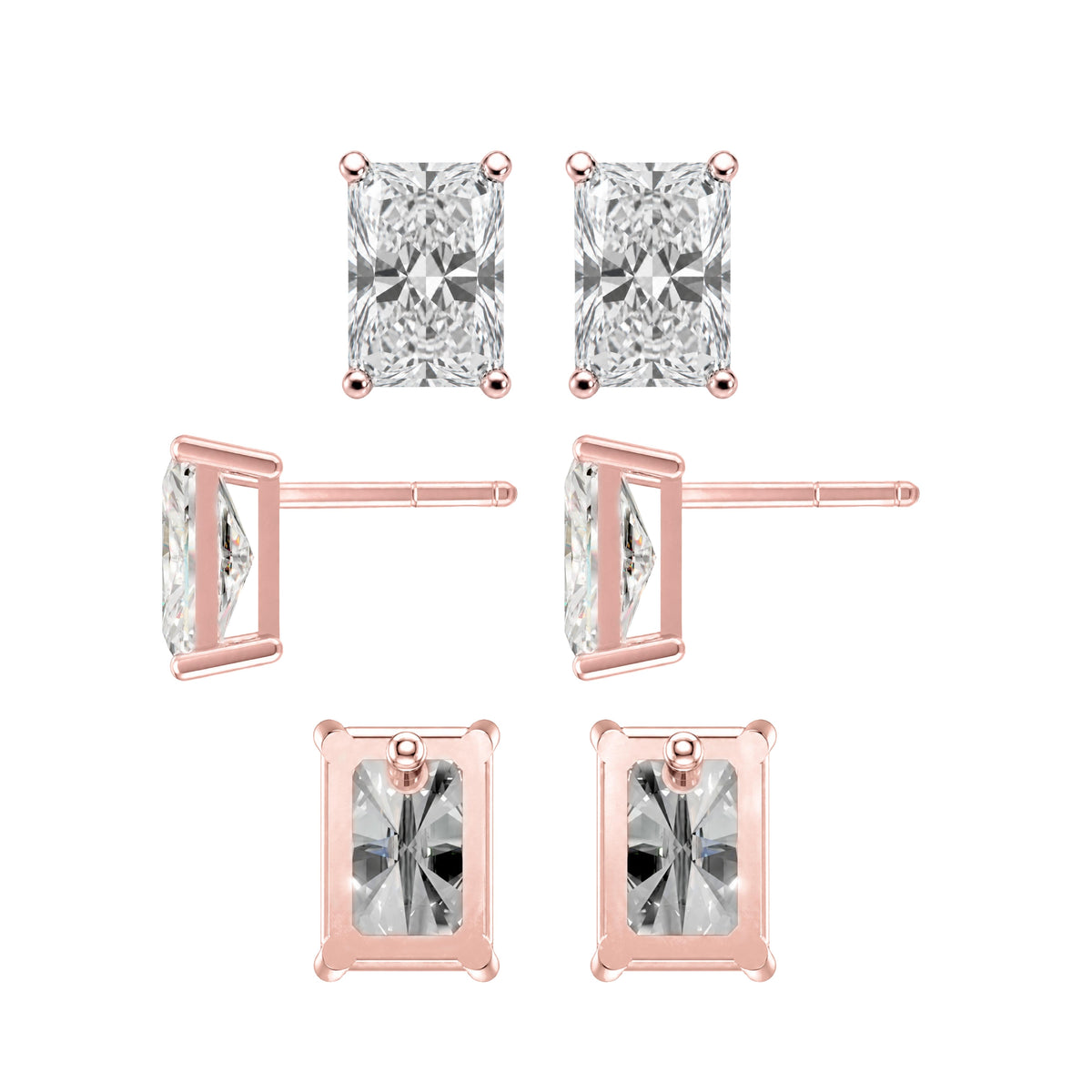 1-6 ctw Radiant Stud Pendant Gift Set