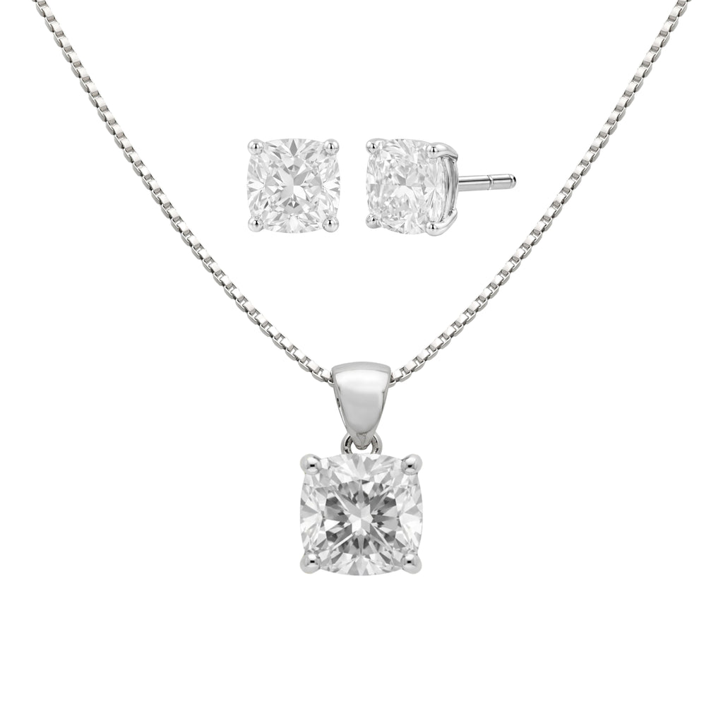 1-6 ctw Cushion Stud Pendant Gift Set