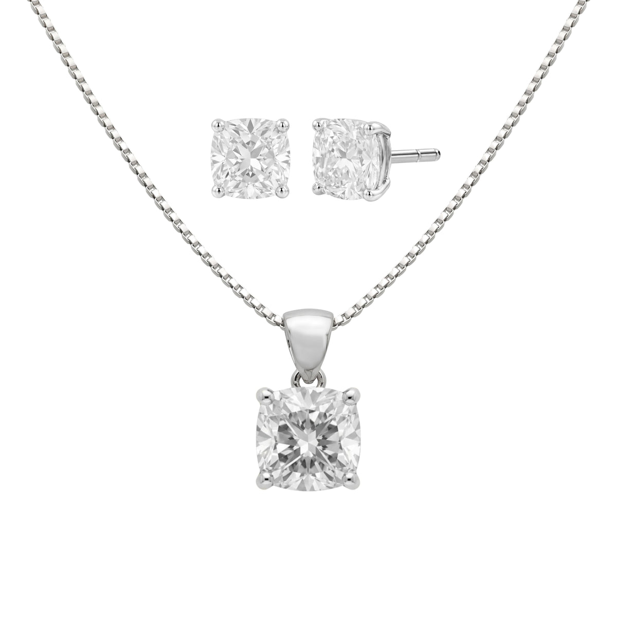 1-6 ctw Cushion Stud Pendant Gift Set