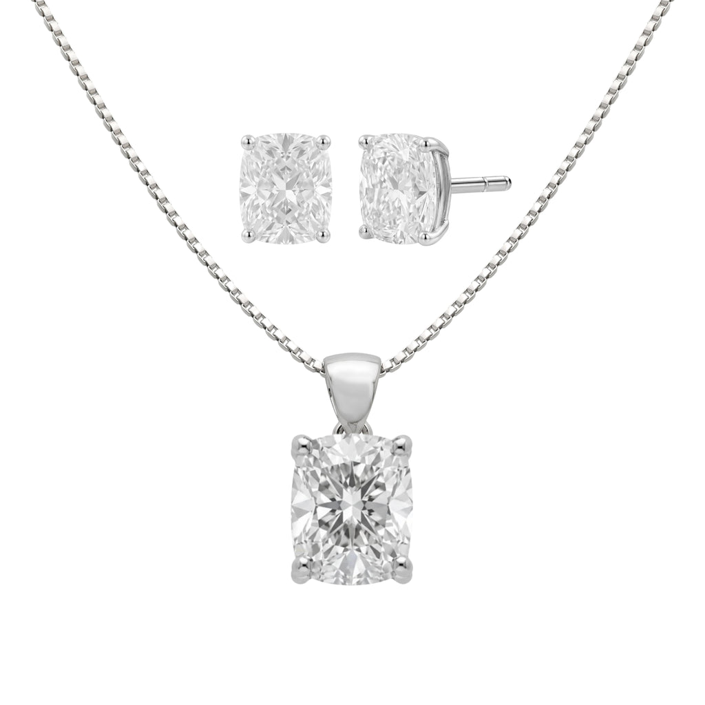 1-6 ctw Long Cushion Stud Pendant Gift Set