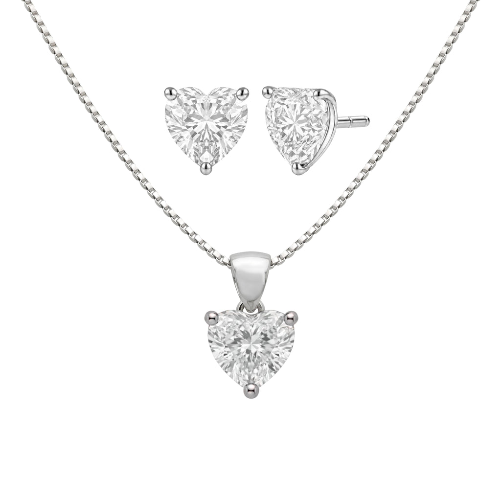 1-6 ctw Heart Stud Pendant Gift Set