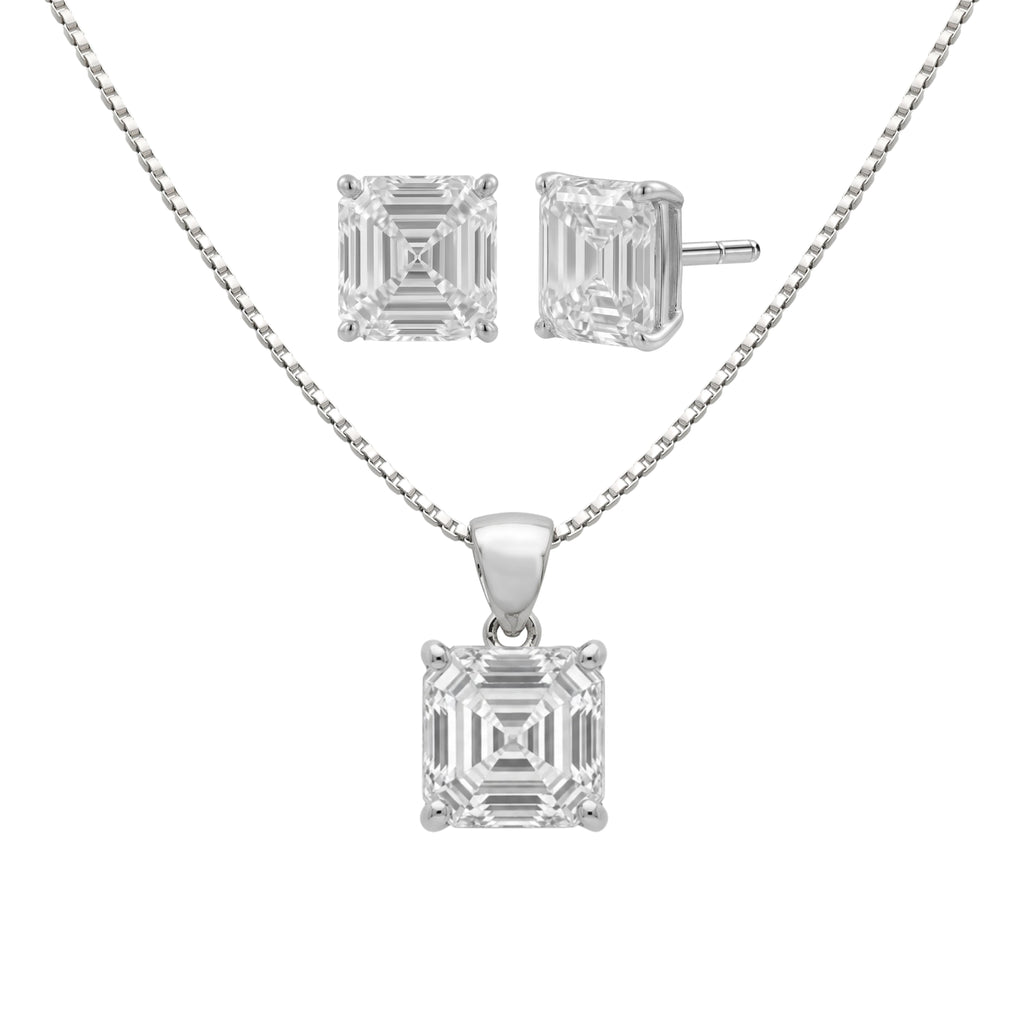 1-6 ctw Asscher Stud Pendant Gift Set