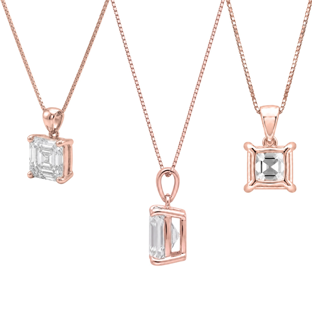 1-6 ctw Asscher Stud Pendant Gift Set