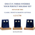 3-Pair 14K Yellow Gold Lab Diamond Stud Set 0.25ctw 3 Styles F/VS+