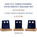 3-Pair 14K Rose Gold Lab Diamond Stud Set 0.25ctw 3 Styles F/VS+