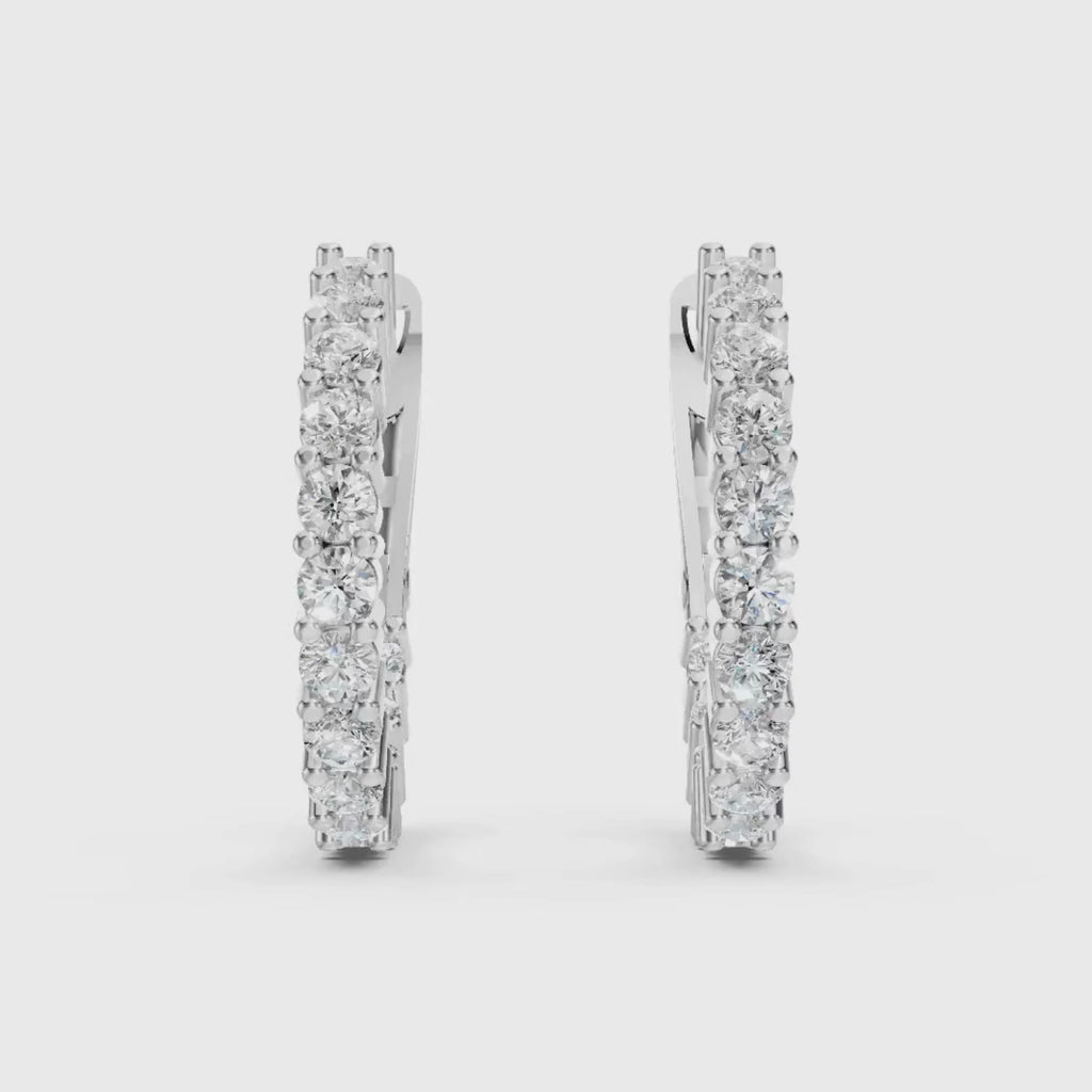 Diamonair Lab Grown Diamond (F/VS+) 1.00 carat Round cut Sterling Silver Hoop Earrings - Sterling Silver