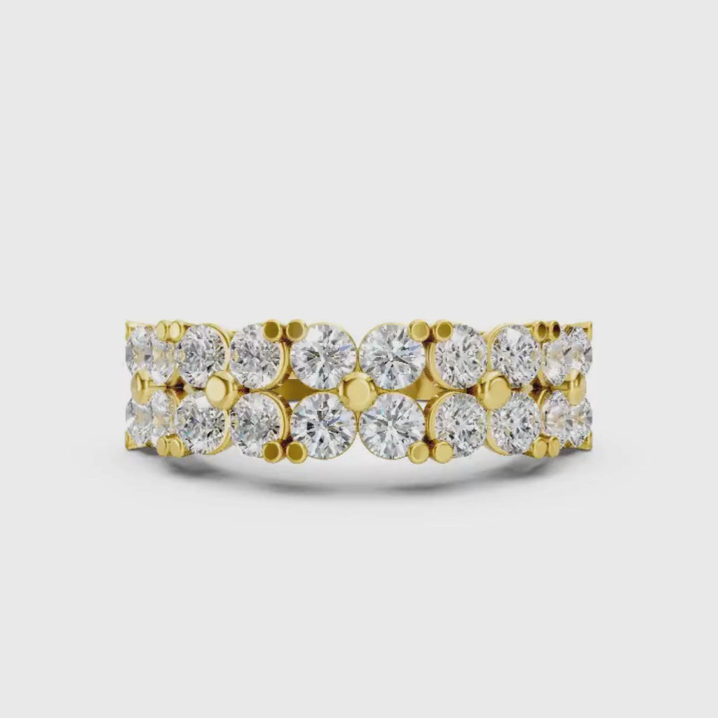 Diamonair Lab Grown Diamond (F/VS+) 2.00 carat Round cut Sterling Silver Ring - Sterling Silver | Gold over Silver