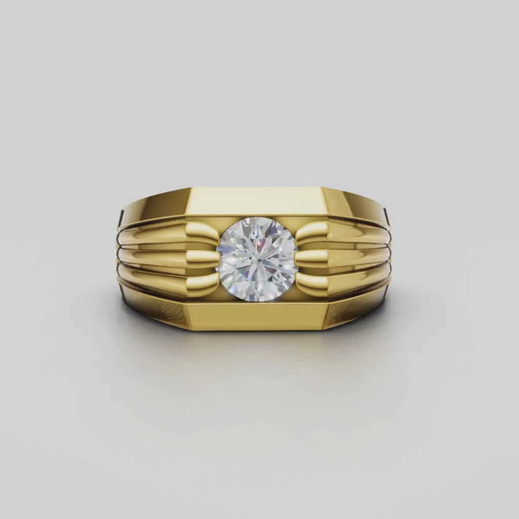 1.00 Carat T.W. Round-cut Lab Grown Diamond (F/VS+) 14K Gold Men's Ring