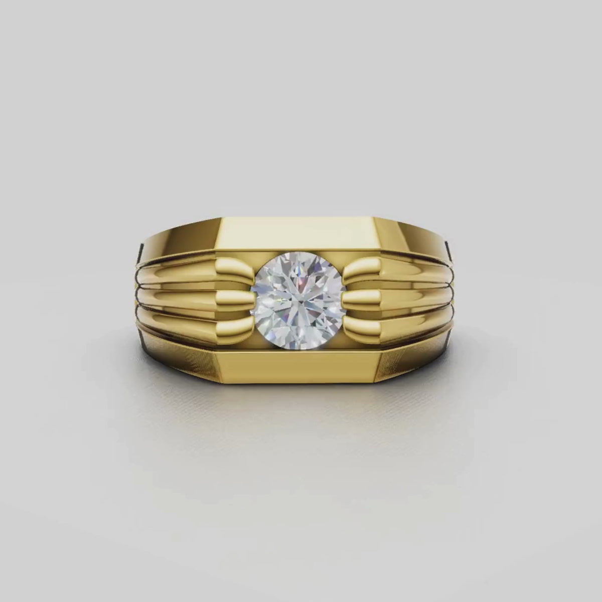 1.00 Carat T.W. Round-cut Lab Grown Diamond (F/VS+) 14K Gold Men's Ring